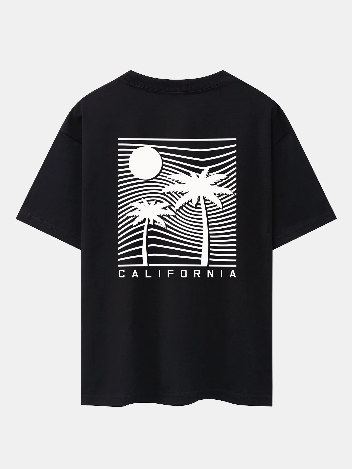 California Palm Tree Back Print Schwergewicht Übergröße T-Shirt - Image 3