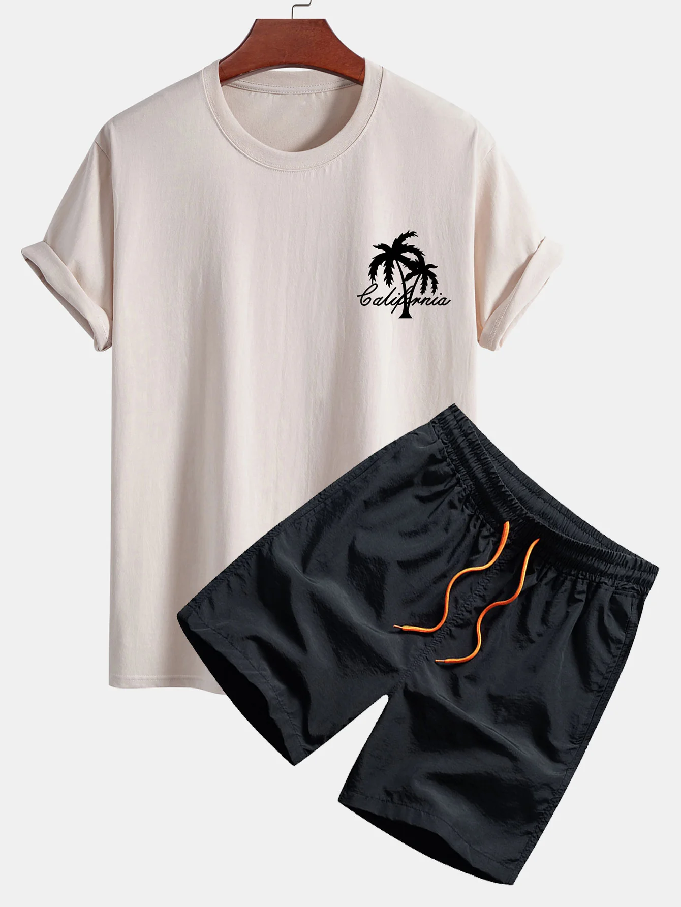 Kalifornisches Palmenbaum-Print Baumwoll-T-Shirt & Badehose - Image 3