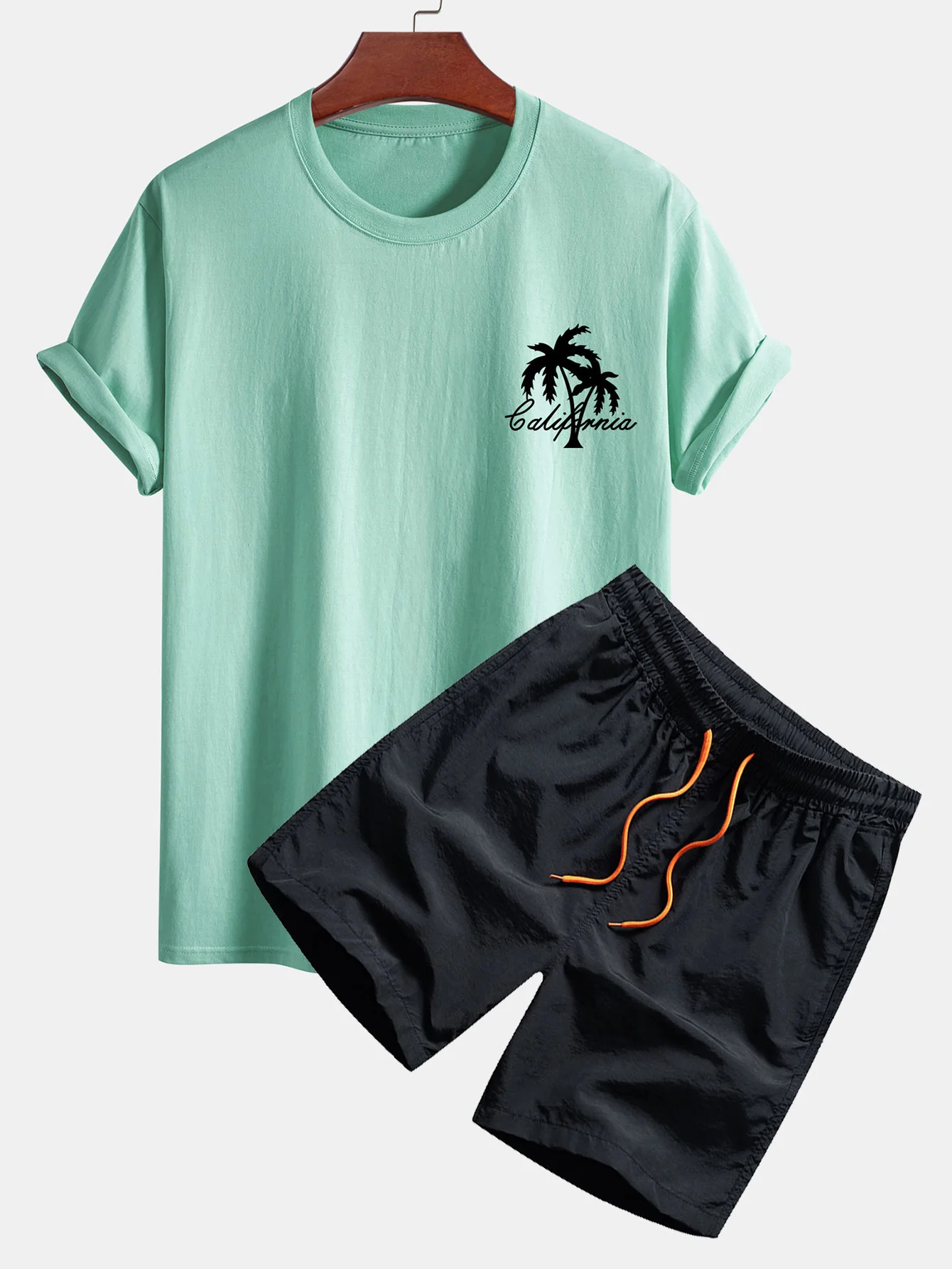 Kalifornisches Palmenbaum-Print Baumwoll-T-Shirt & Badehose - Image 4