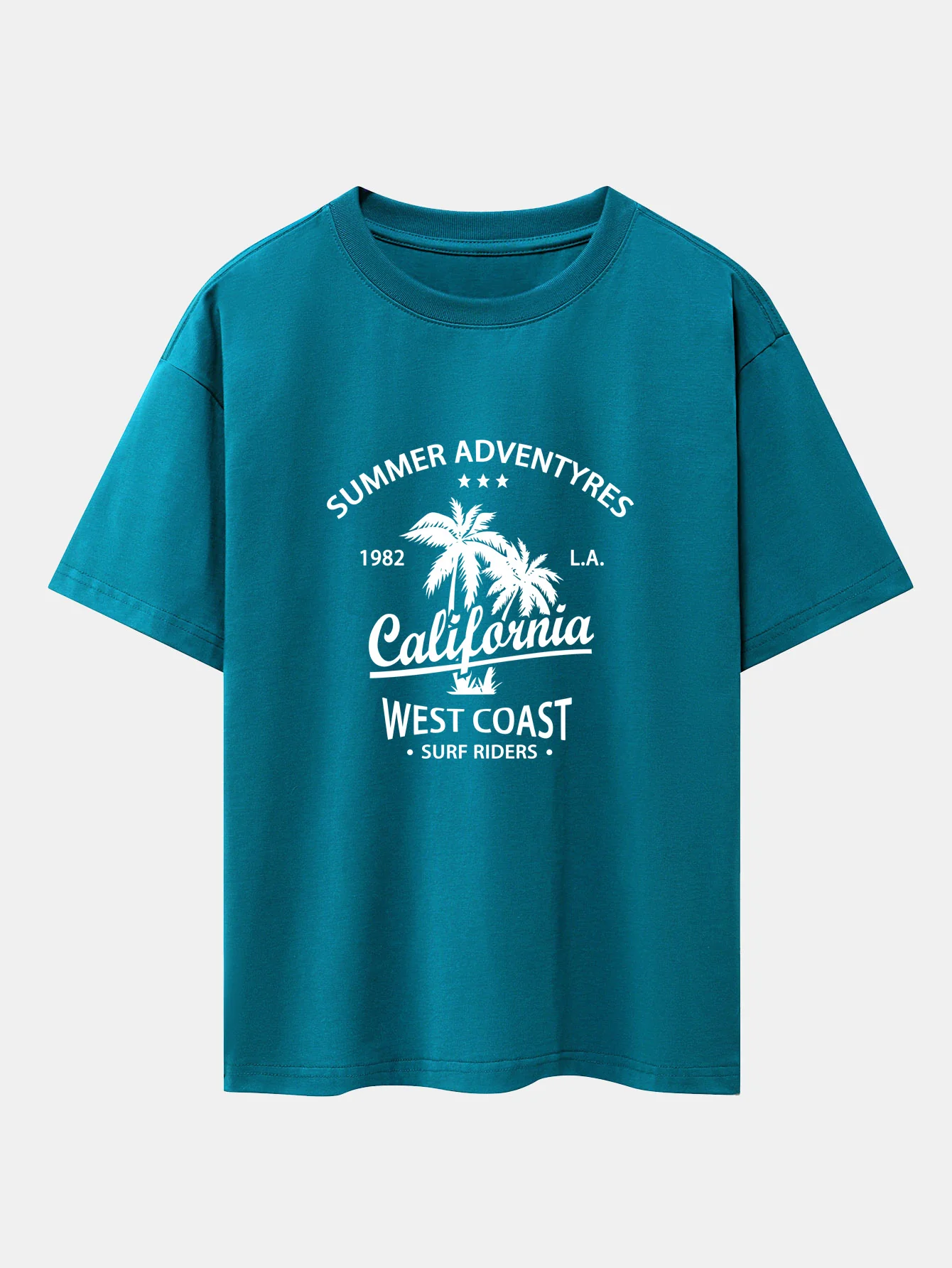 Oversize-T-Shirt mit California-Palmenbaum-Print und überschnittenen Schultern - Image 4