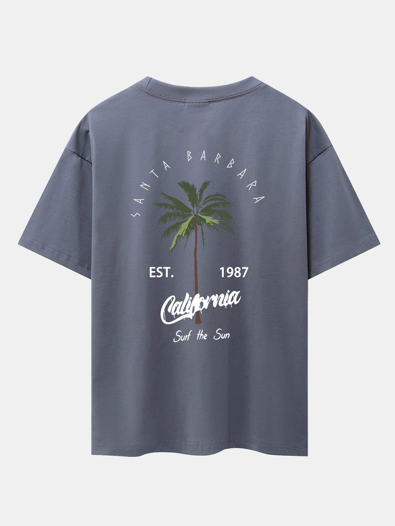 California Palm Tree Print Drop Shoulder Oversize T-Shirt - Image 10