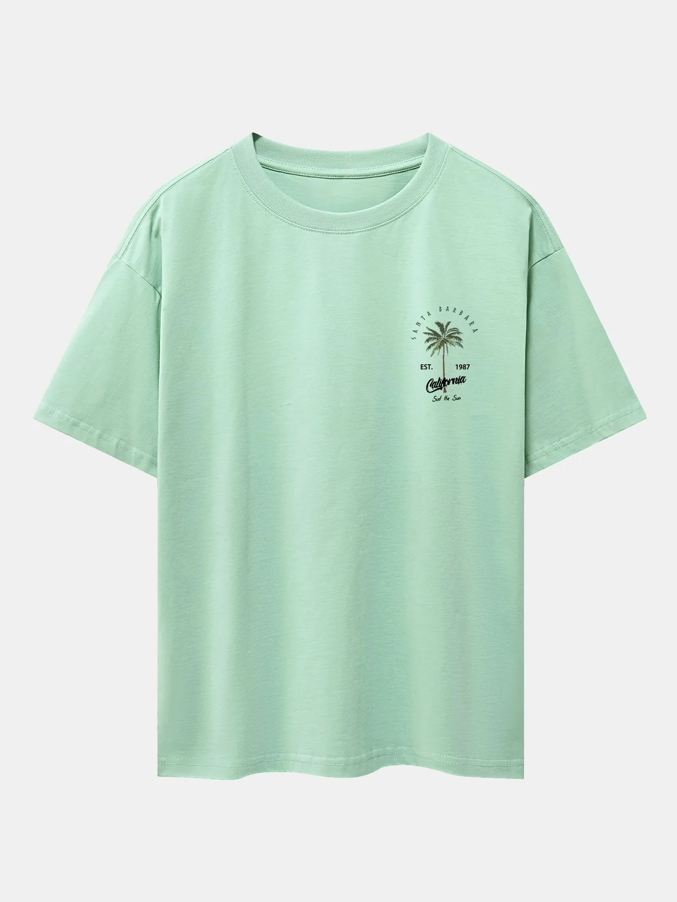 California Palm Tree Print Drop Shoulder Oversize T-Shirt - Image 11