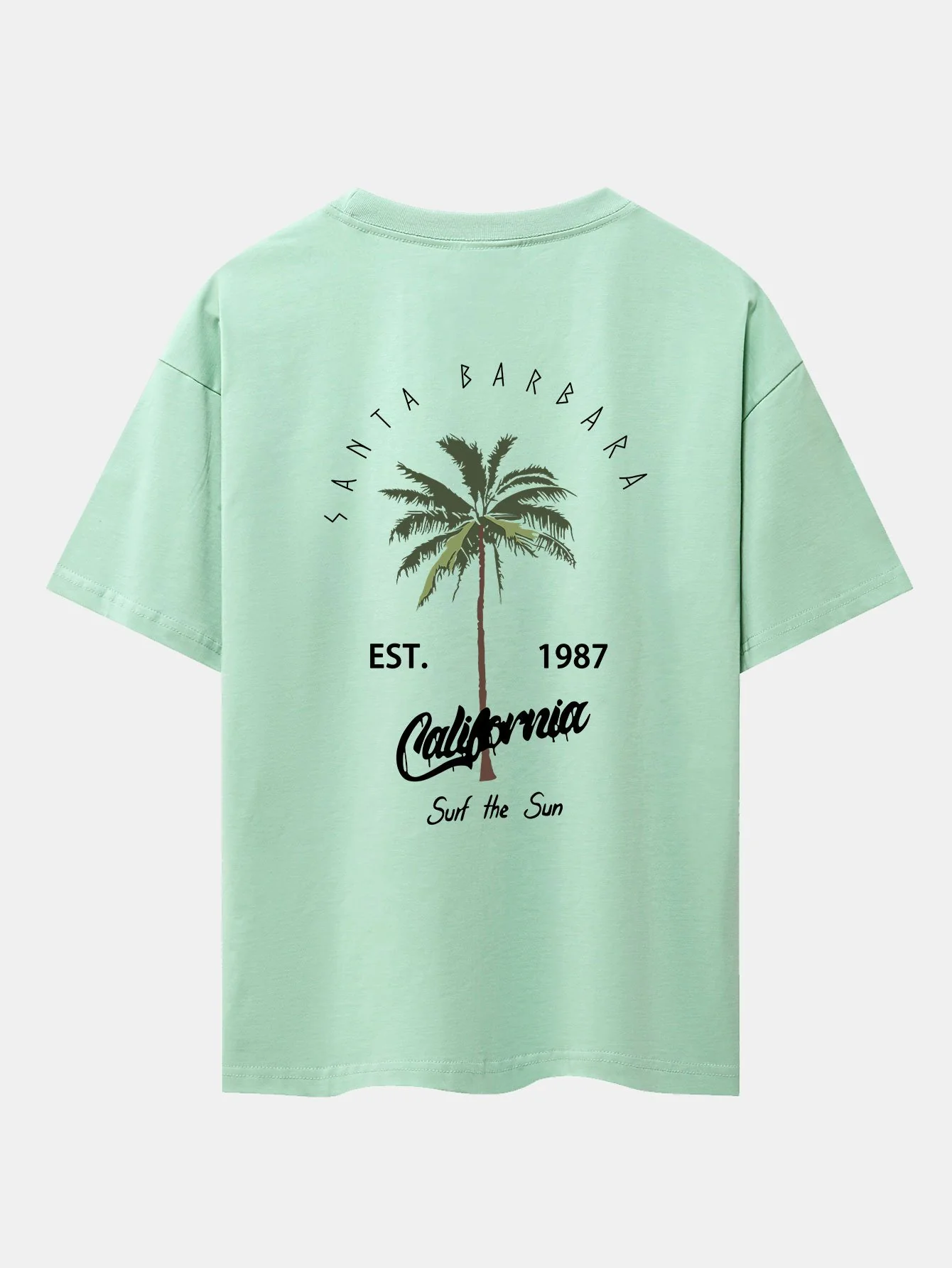 California Palm Tree Print Drop Shoulder Oversize T-Shirt - Image 12