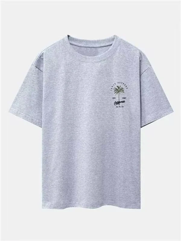 California Palm Tree Print Drop Shoulder Oversize T-Shirt - Image 13