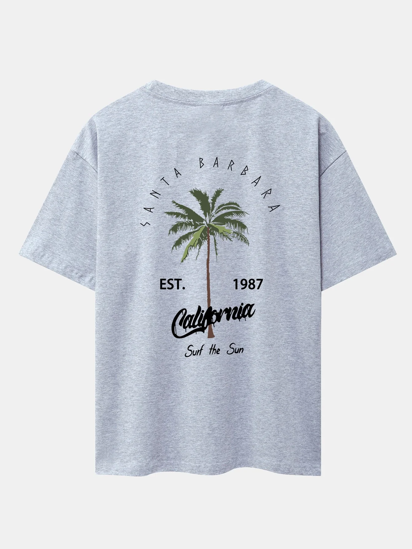 California Palm Tree Print Drop Shoulder Oversize T-Shirt - Image 14