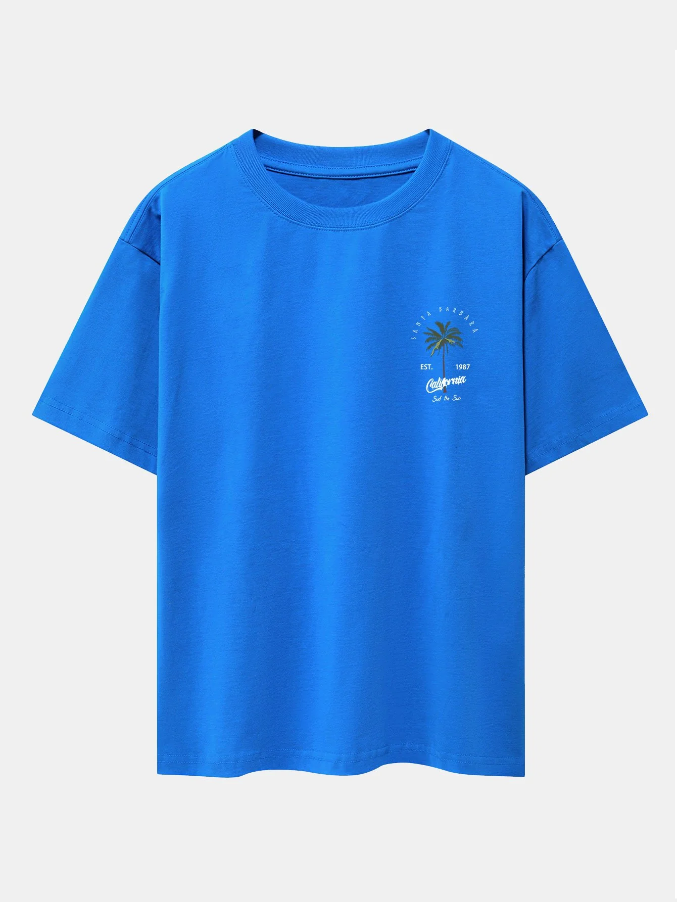 California Palm Tree Print Drop Shoulder Oversize T-Shirt - Image 16