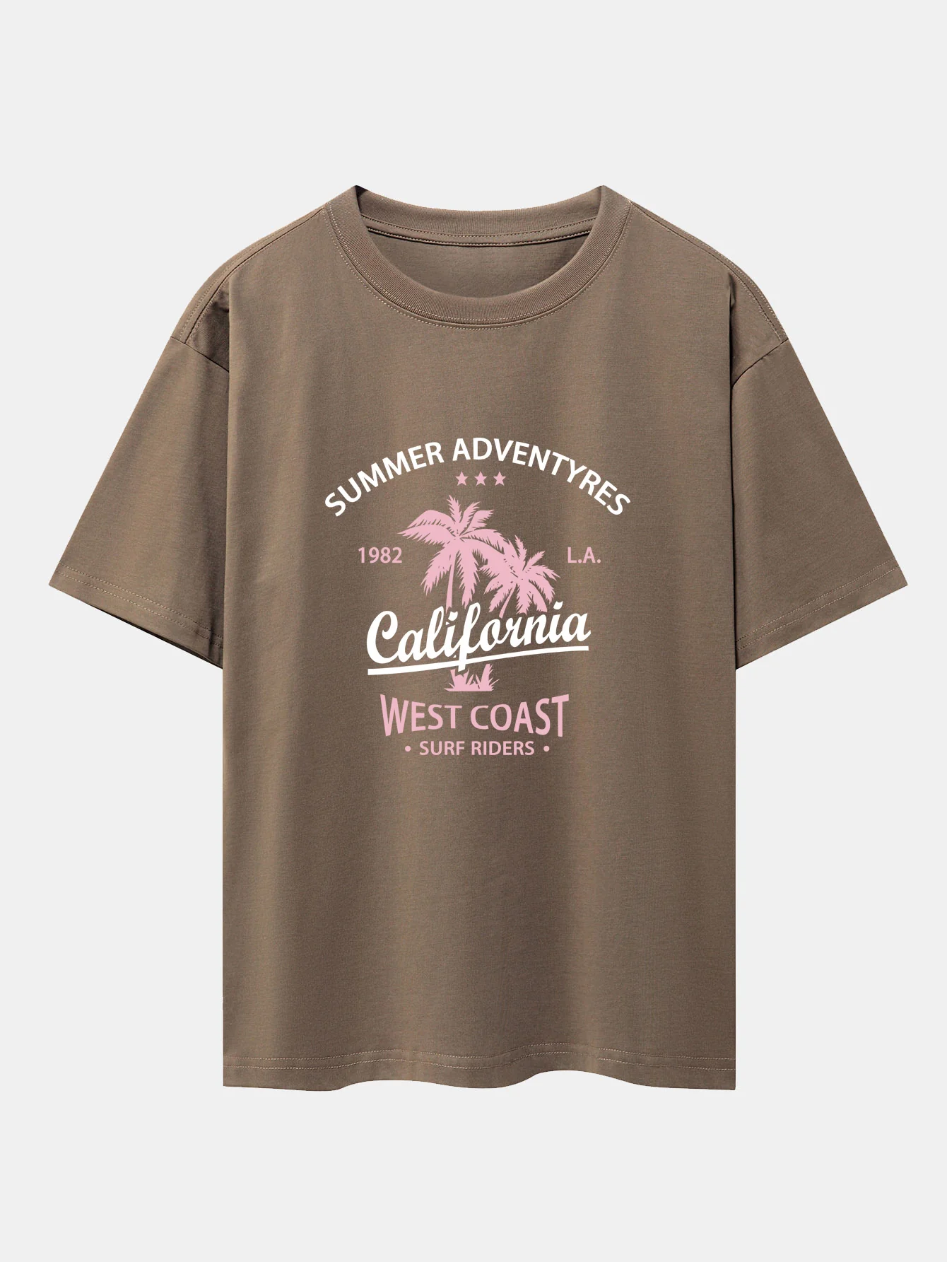 Oversize-T-Shirt mit California-Palmenbaum-Print und überschnittenen Schultern - Image 3