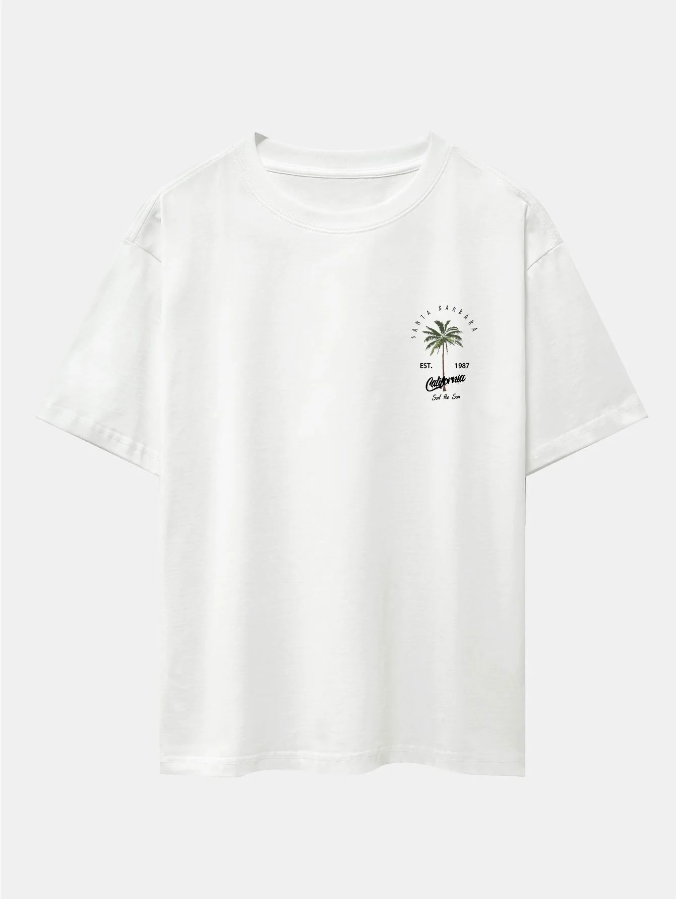California Palm Tree Print Drop Shoulder Oversize T-Shirt - Image 2