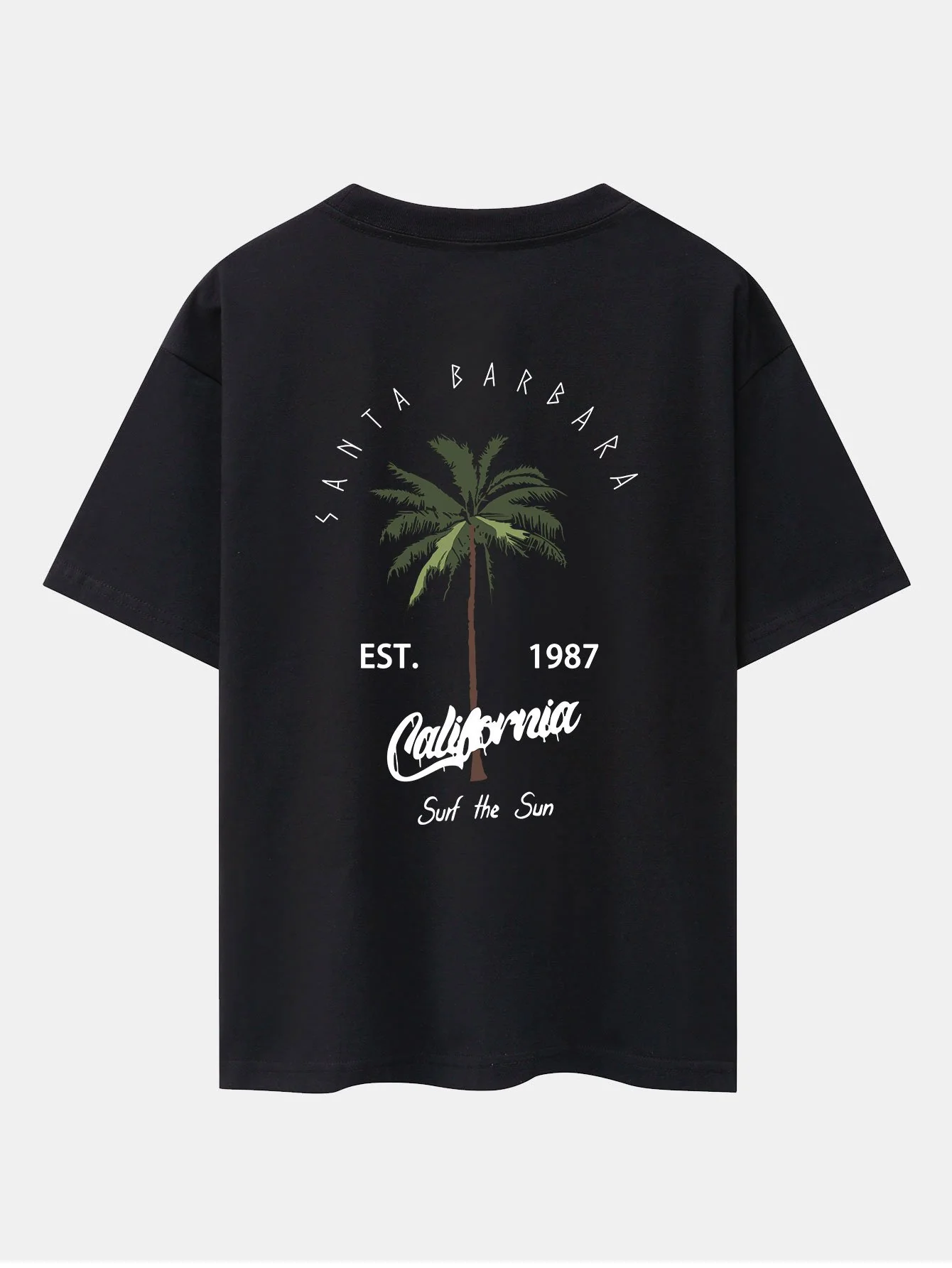 California Palm Tree Print Drop Shoulder Oversize T-Shirt - Image 3