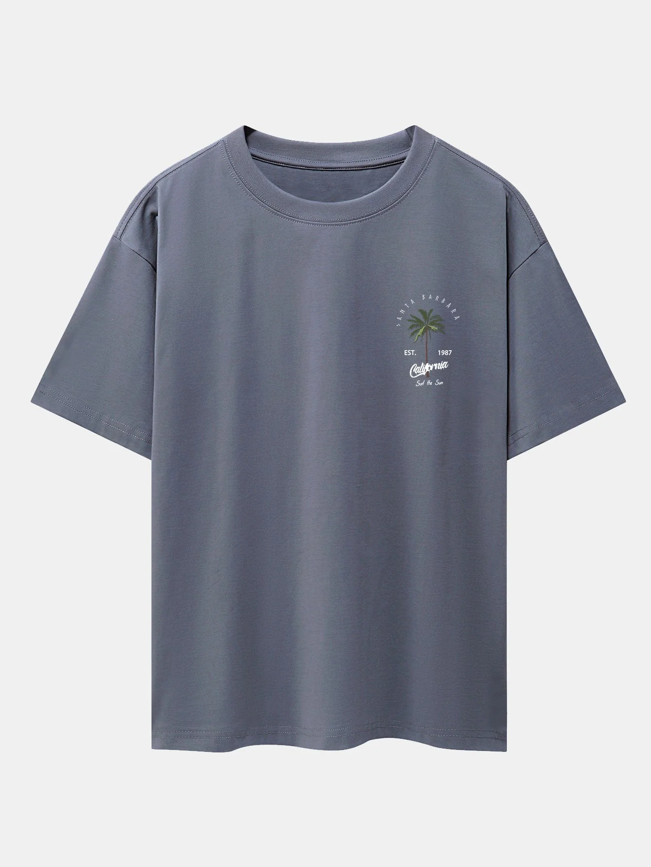California Palm Tree Print Drop Shoulder Oversize T-Shirt - Image 7