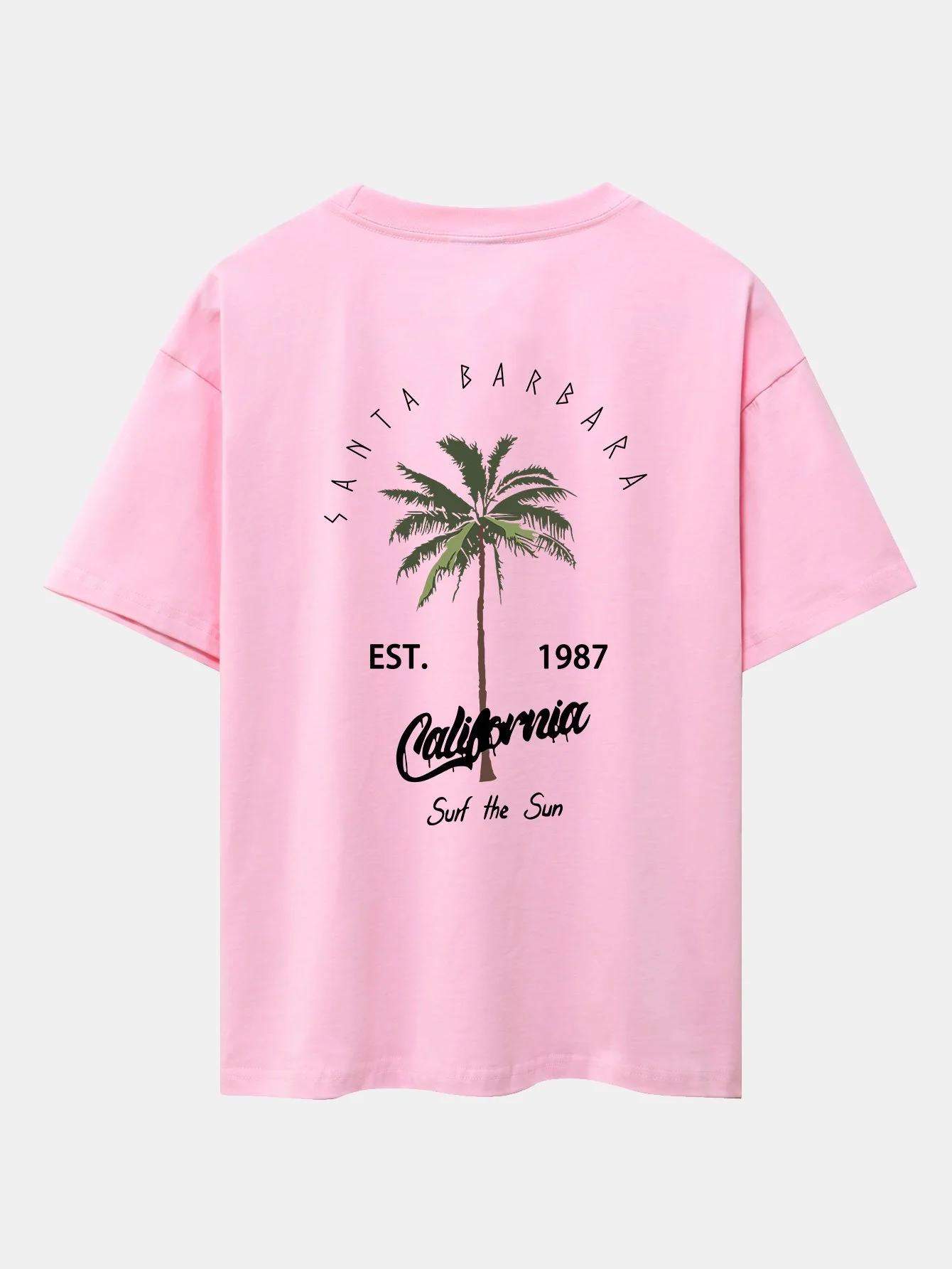California Palm Tree Print Drop Shoulder Oversize T-Shirt - Image 8