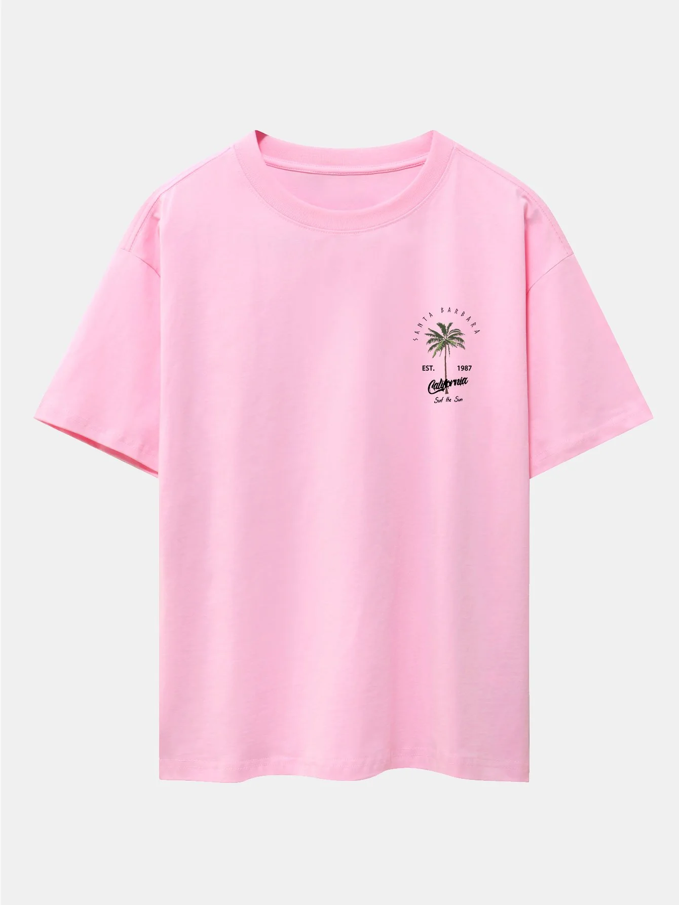 California Palm Tree Print Drop Shoulder Oversize T-Shirt - Image 9