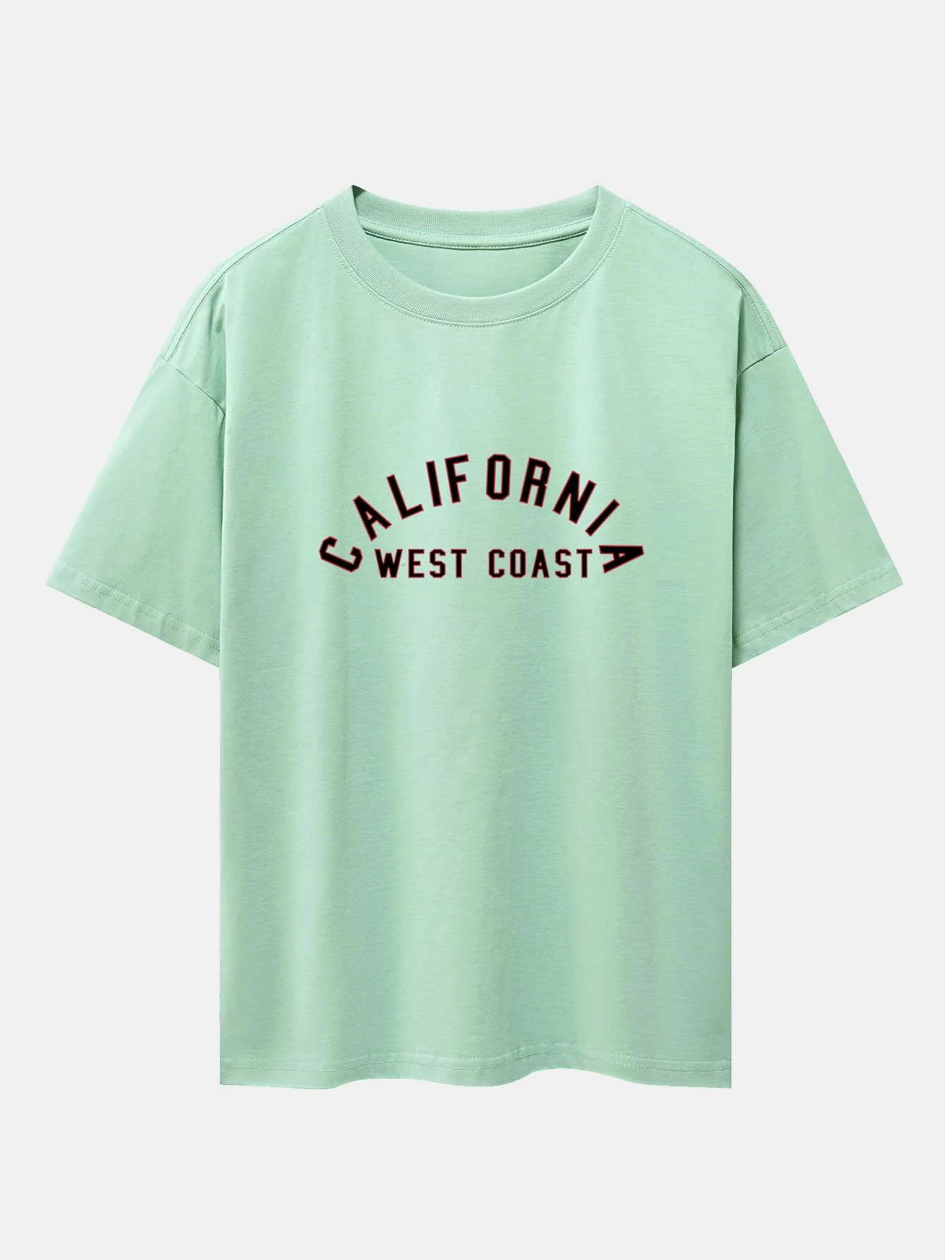 California Print Schwergewicht Drop Shoulder Oversize T-Shirt - Image 5