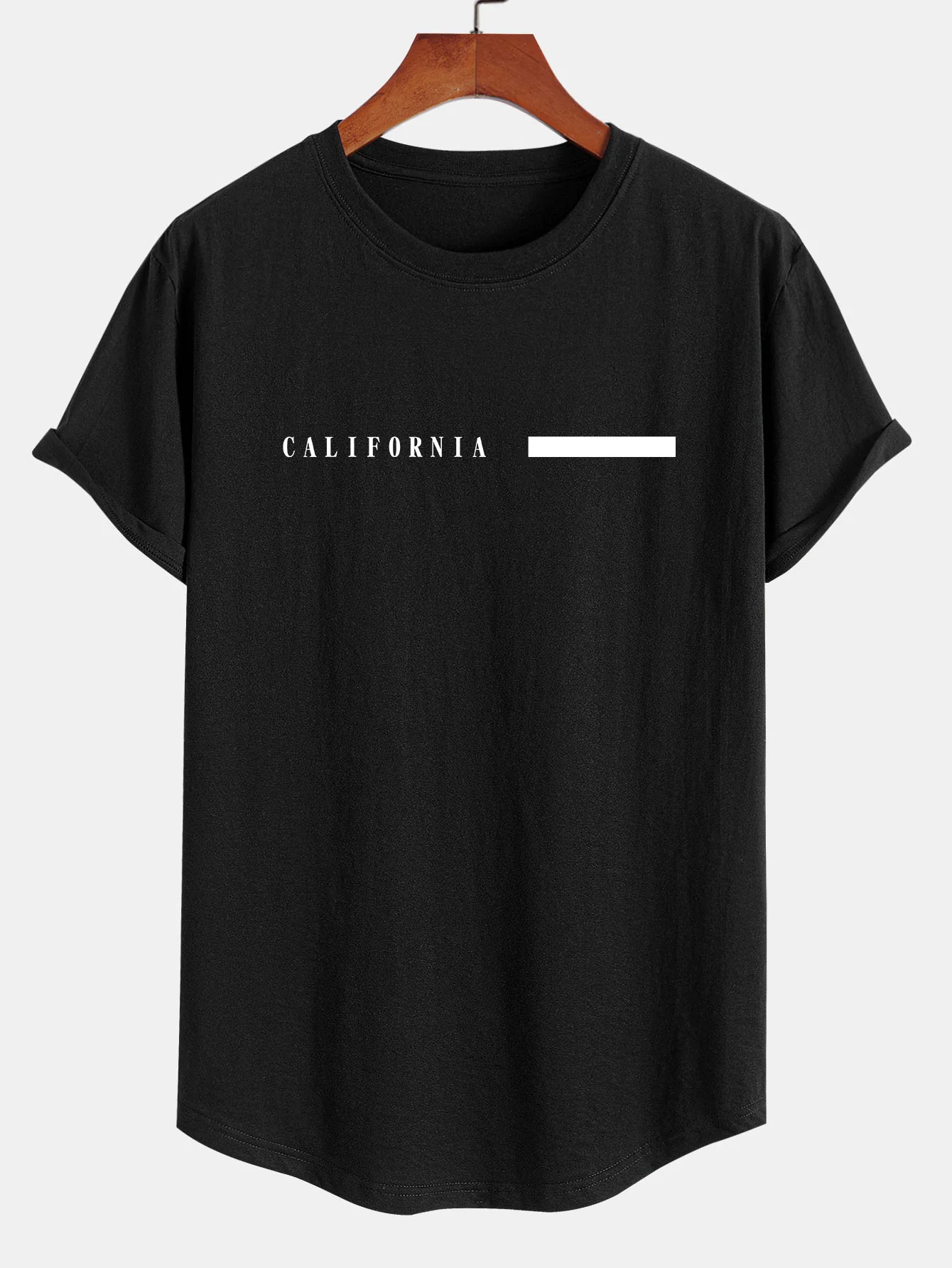 California Slogan Print Baumwoll T-Shirt mit Bogen-Saum - Image 2