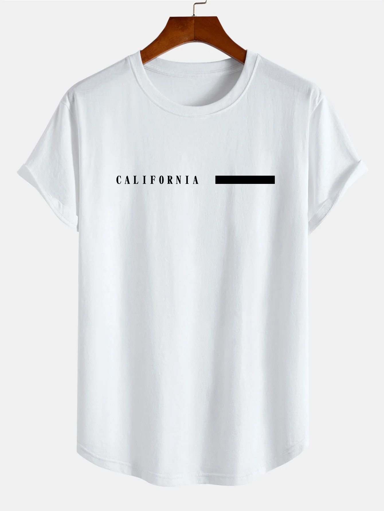 California Slogan Print Baumwoll T-Shirt mit Bogen-Saum - Image 3