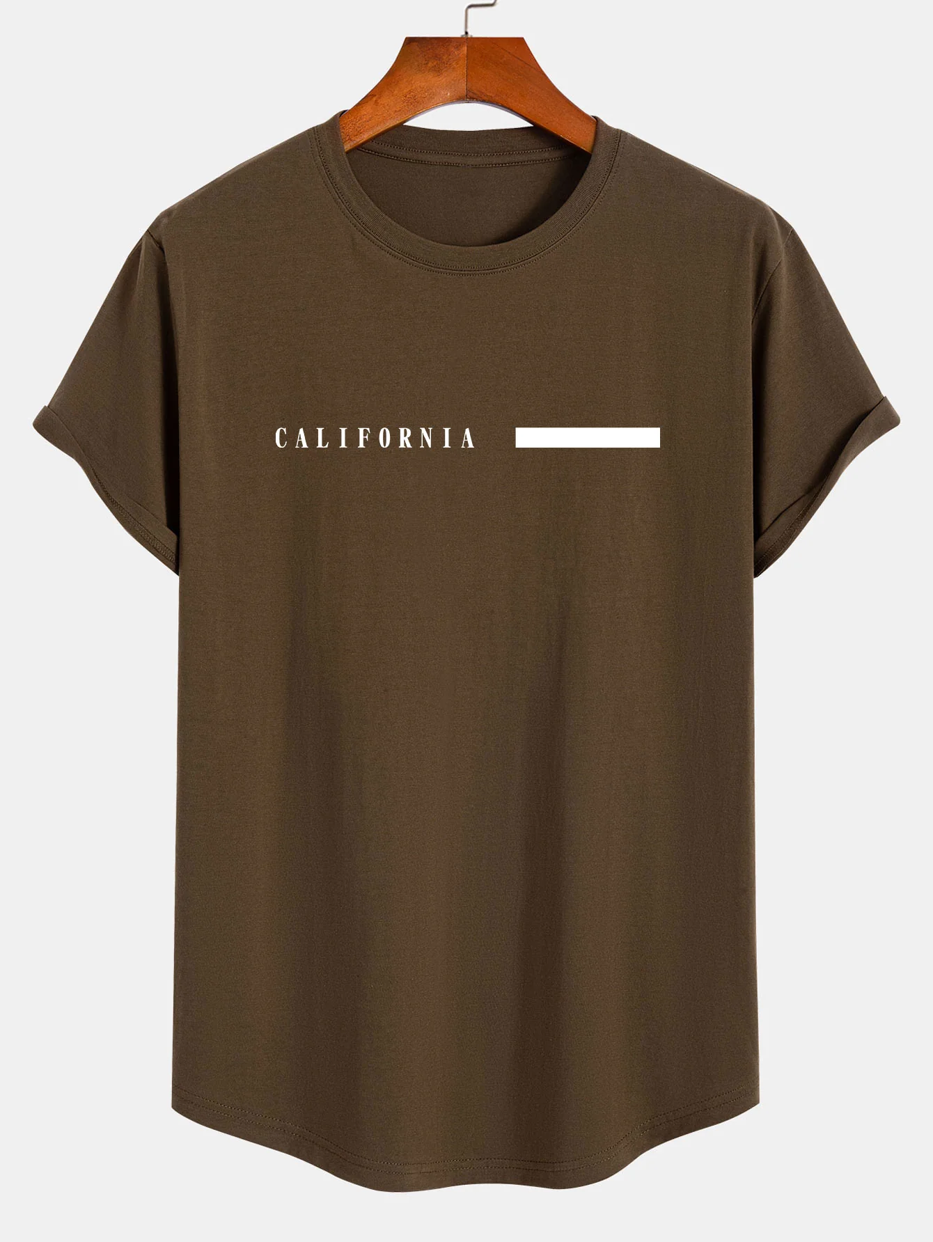 California Slogan Print Baumwoll T-Shirt mit Bogen-Saum - Image 4