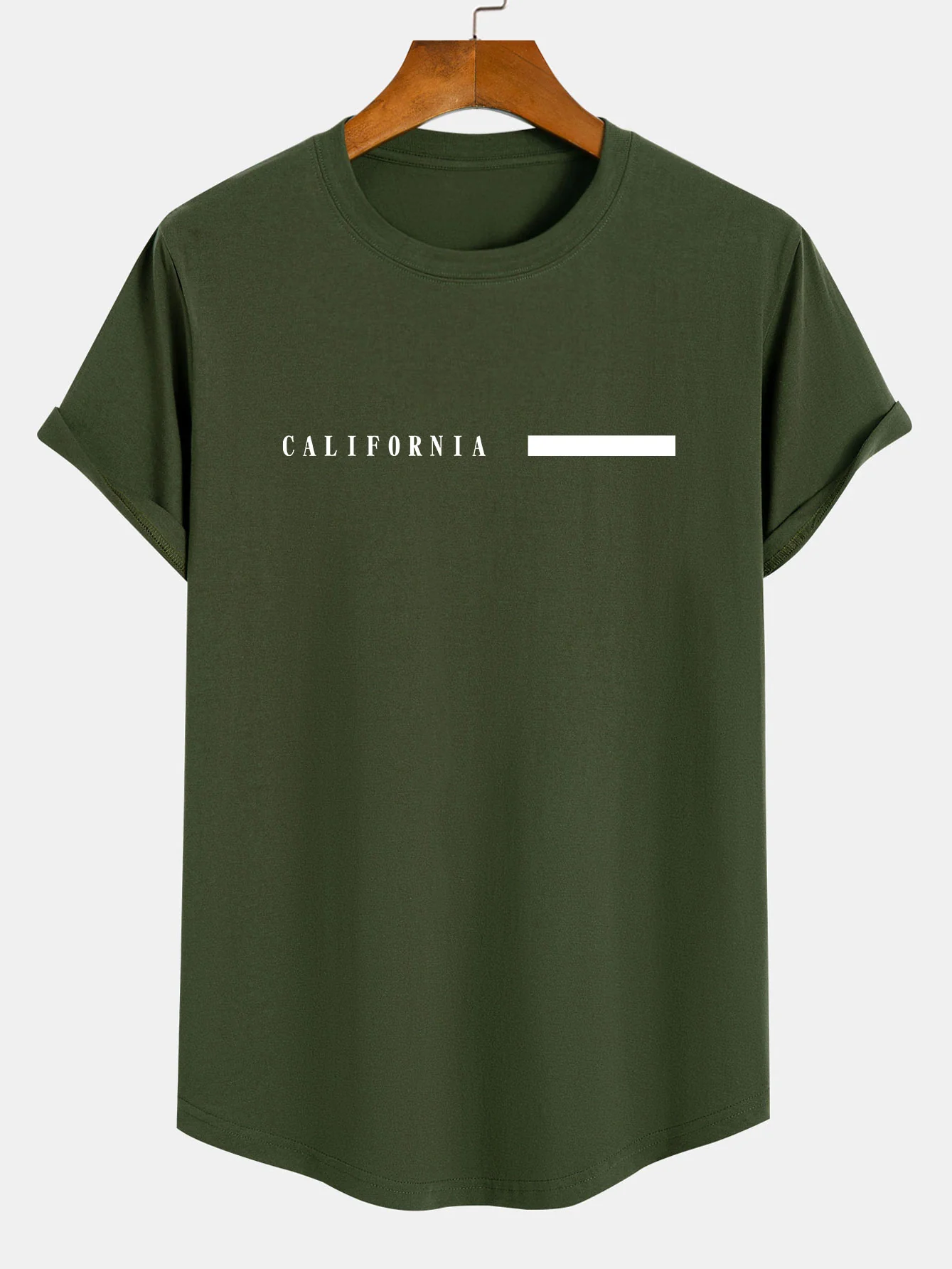 California Slogan Print Baumwoll T-Shirt mit Bogen-Saum - Image 5