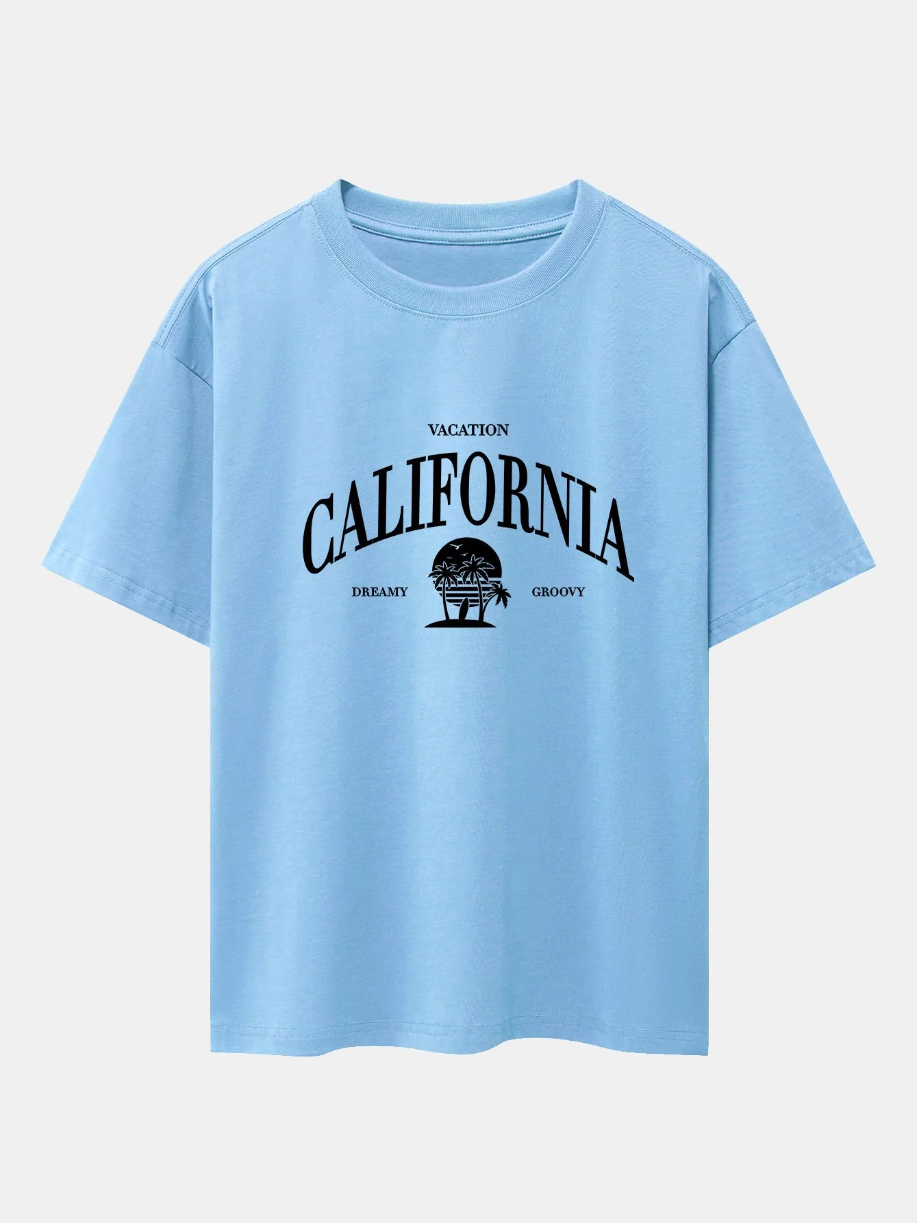 California Slogan Print Drop Shoulder Oversize T-Shirt - Image 7