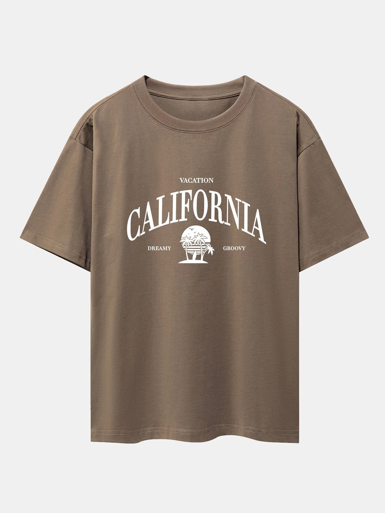 California Slogan Print Drop Shoulder Oversize T-Shirt - Image 8