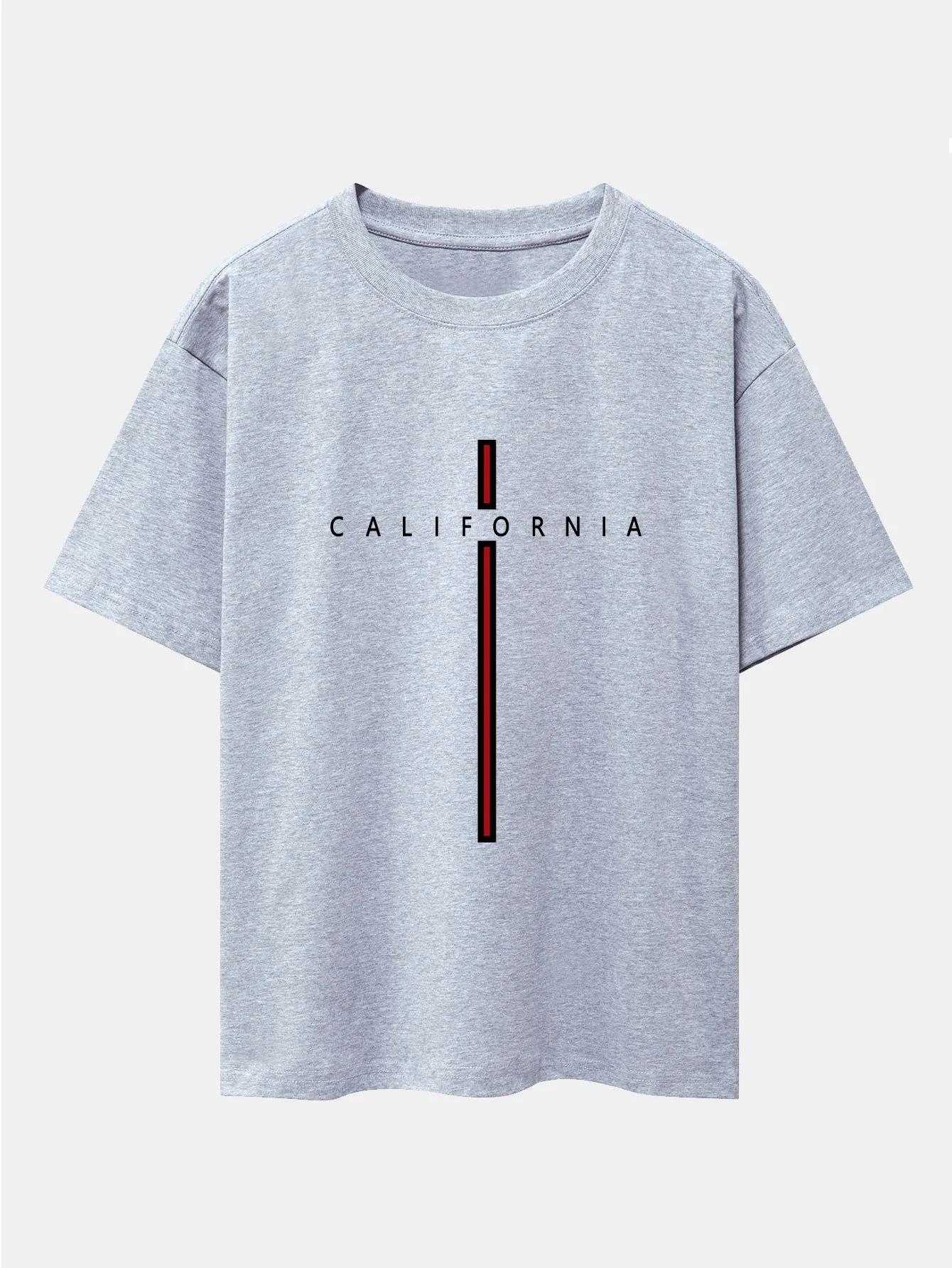 California Streifenmuster Drop Shoulder Oversize T-Shirt - Image 10