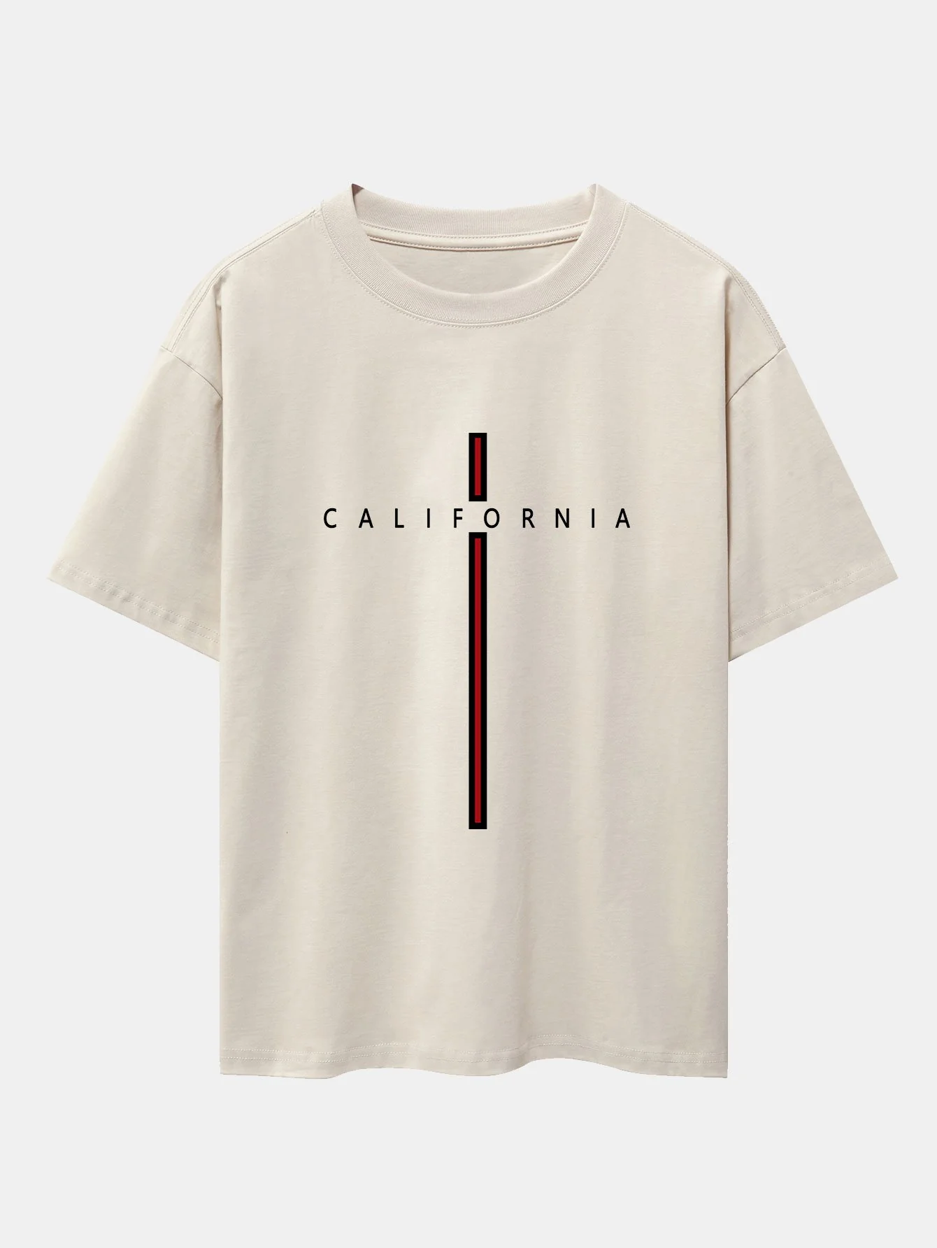 California Streifenmuster Drop Shoulder Oversize T-Shirt - Image 4