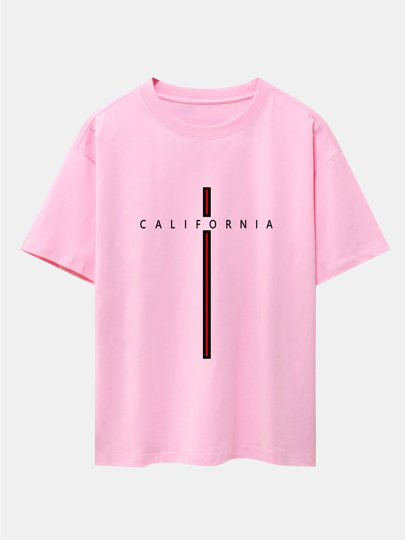 California Streifenmuster Drop Shoulder Oversize T-Shirt - Image 6