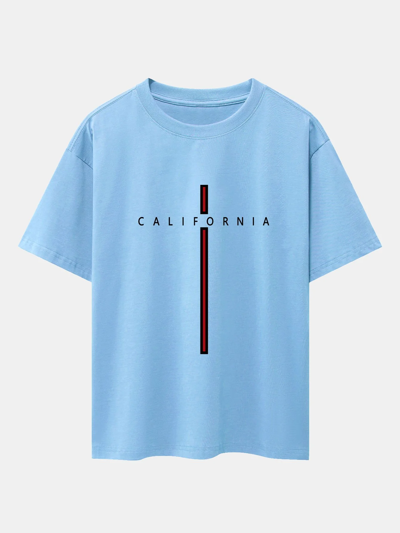 California Streifenmuster Drop Shoulder Oversize T-Shirt - Image 7