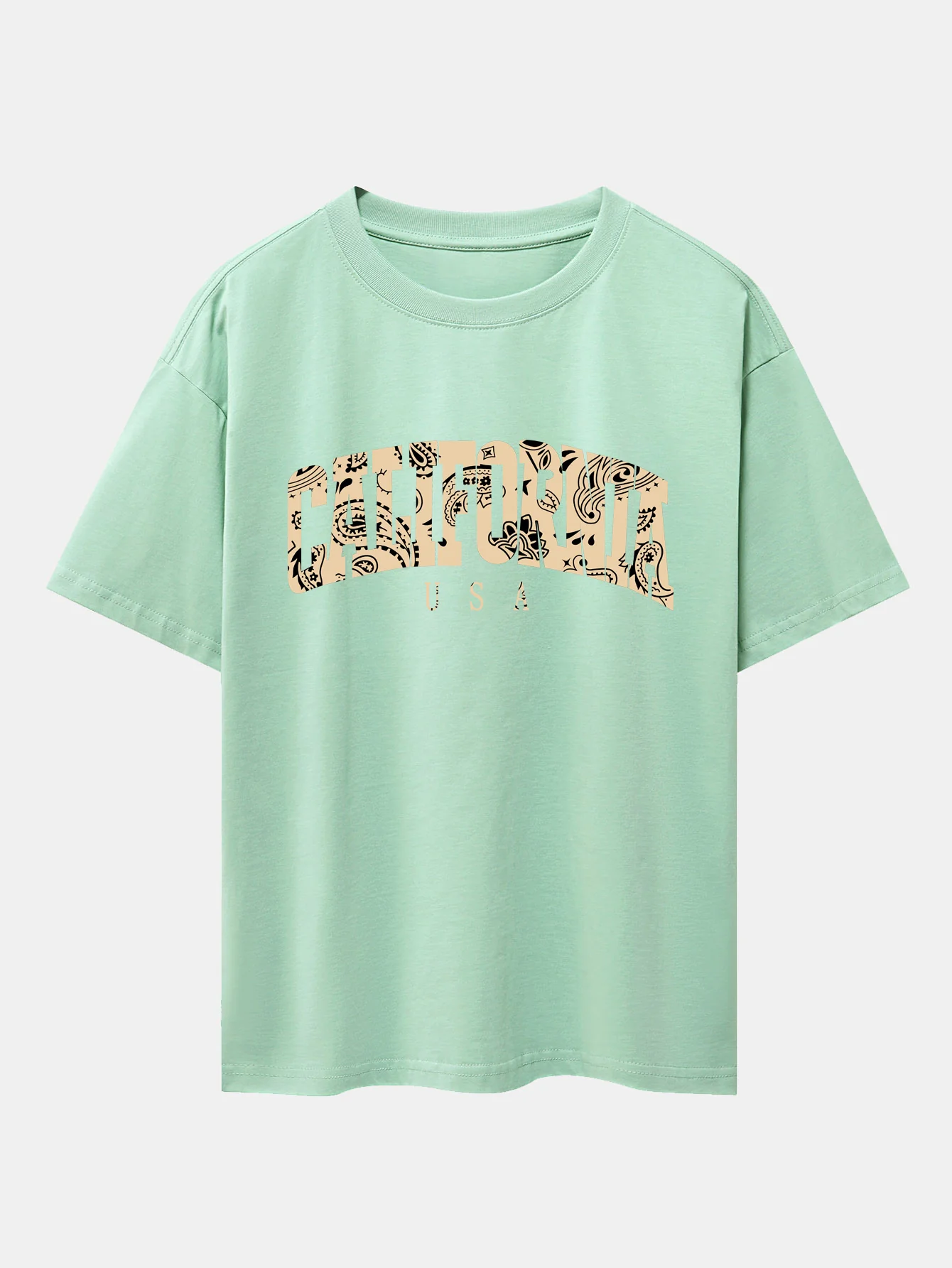 Paisley California Print Oversize T-Shirt mit überschnittenen Schultern - Image 10
