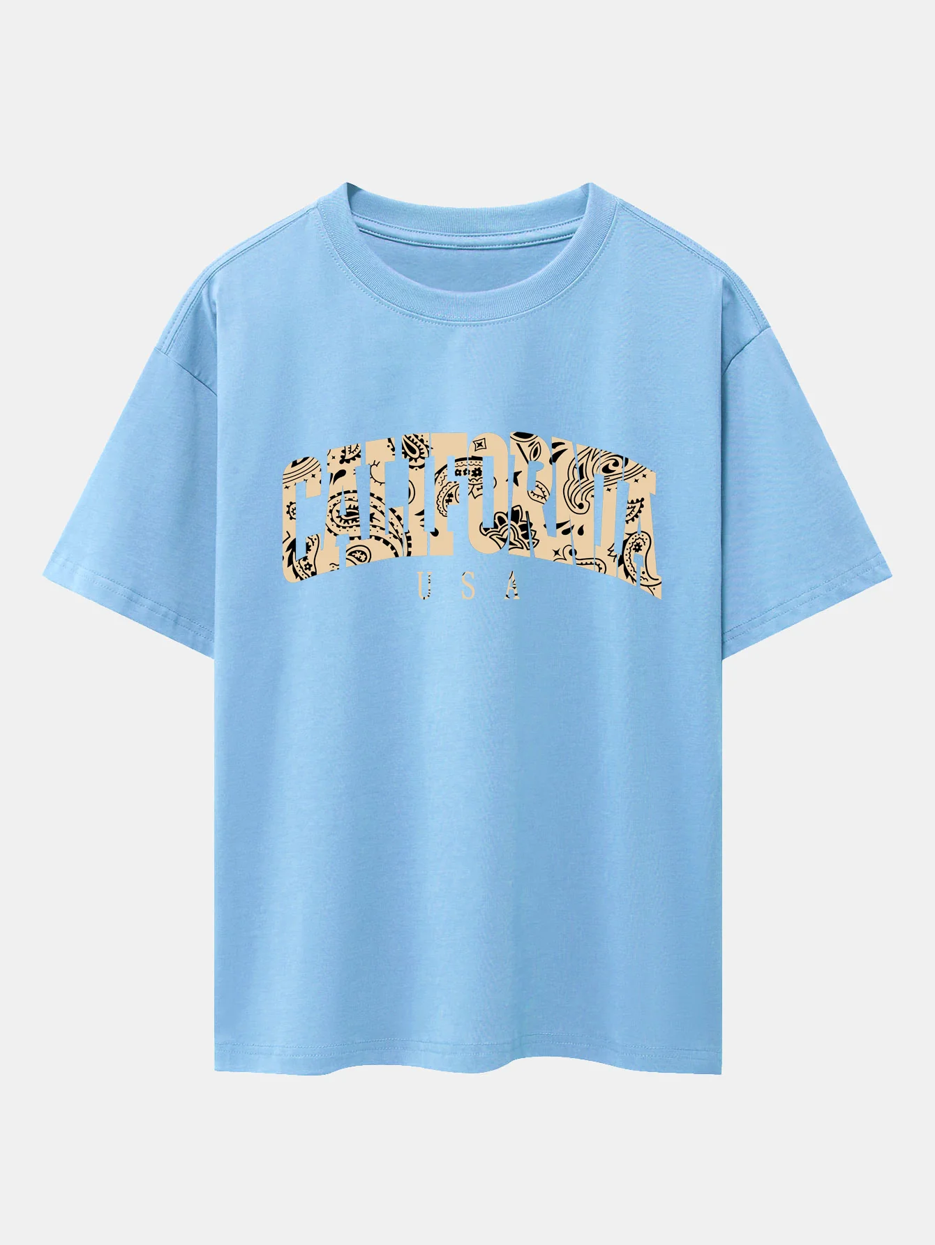 Paisley California Print Oversize T-Shirt mit überschnittenen Schultern - Image 14