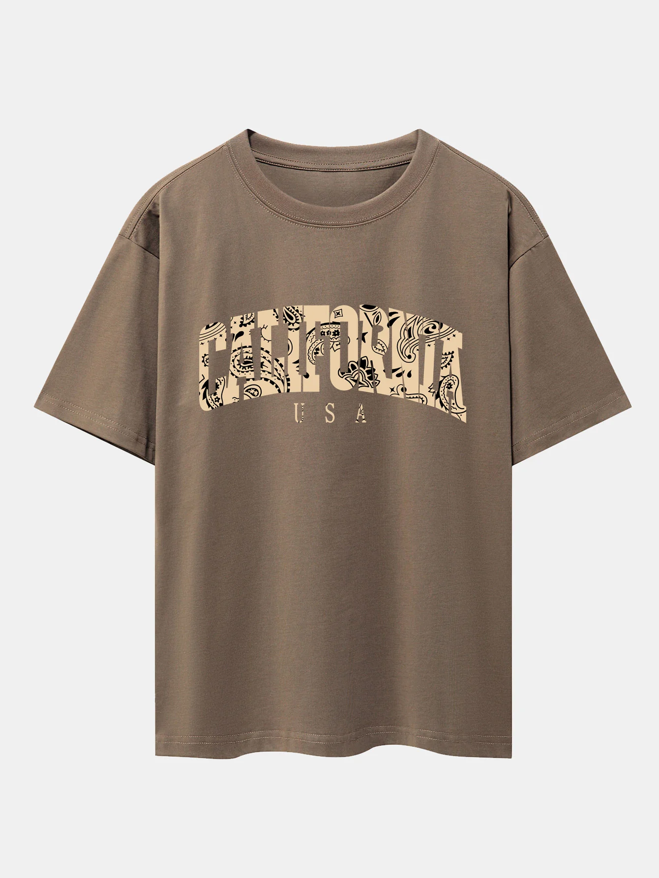 Paisley California Print Oversize T-Shirt mit überschnittenen Schultern - Image 3