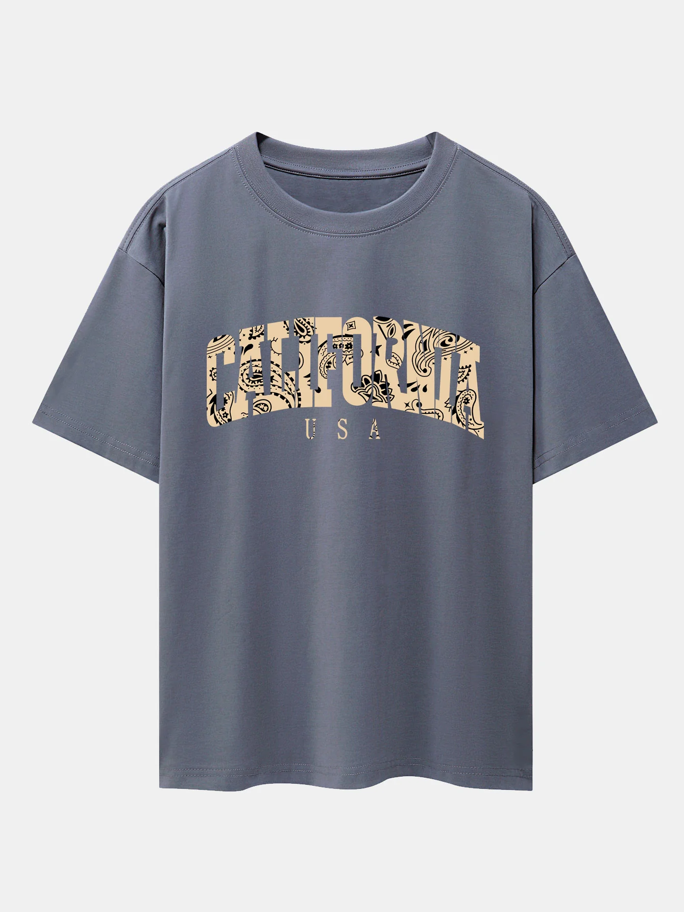 Paisley California Print Oversize T-Shirt mit überschnittenen Schultern - Image 4