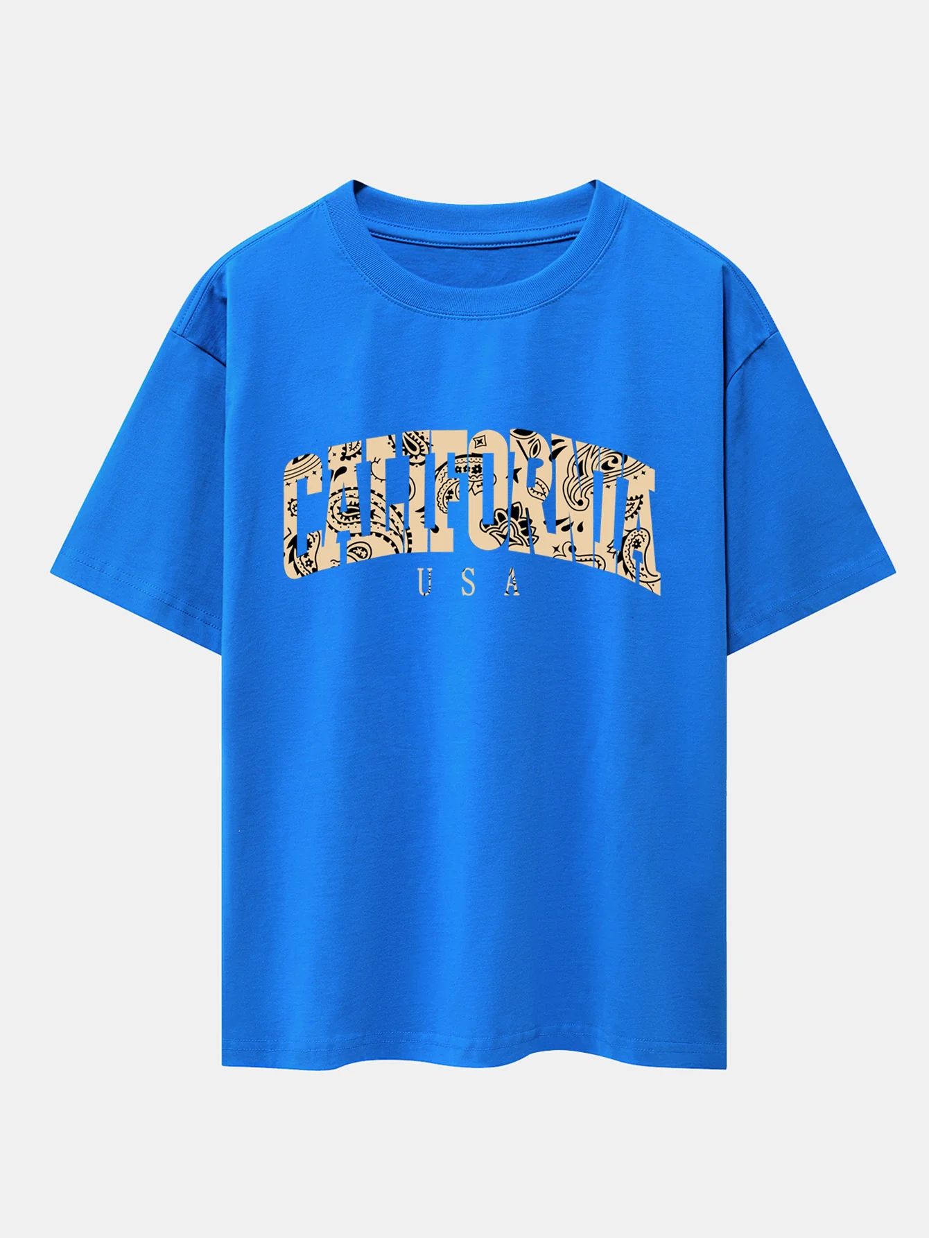 Paisley California Print Oversize T-Shirt mit überschnittenen Schultern - Image 5