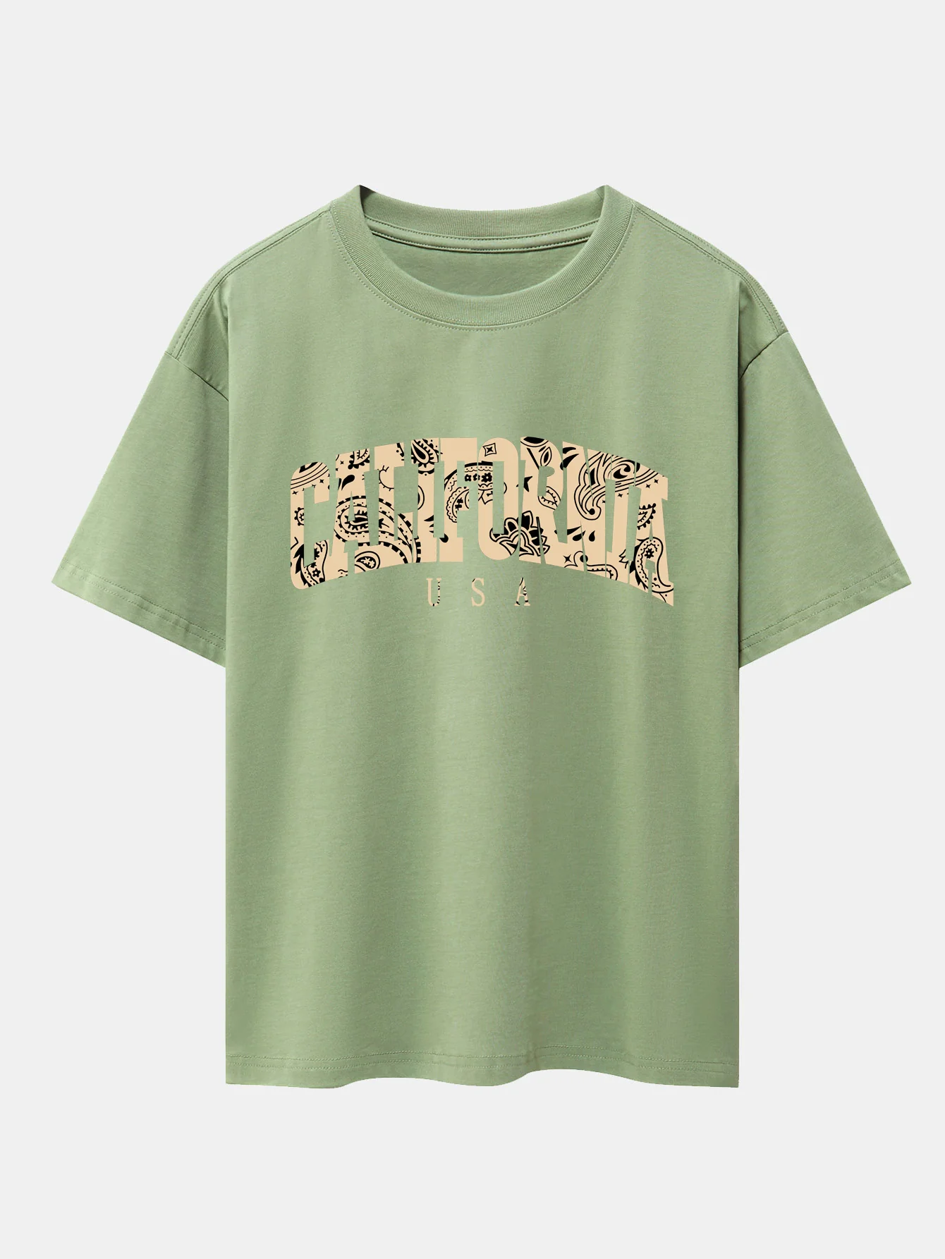 Paisley California Print Oversize T-Shirt mit überschnittenen Schultern - Image 6