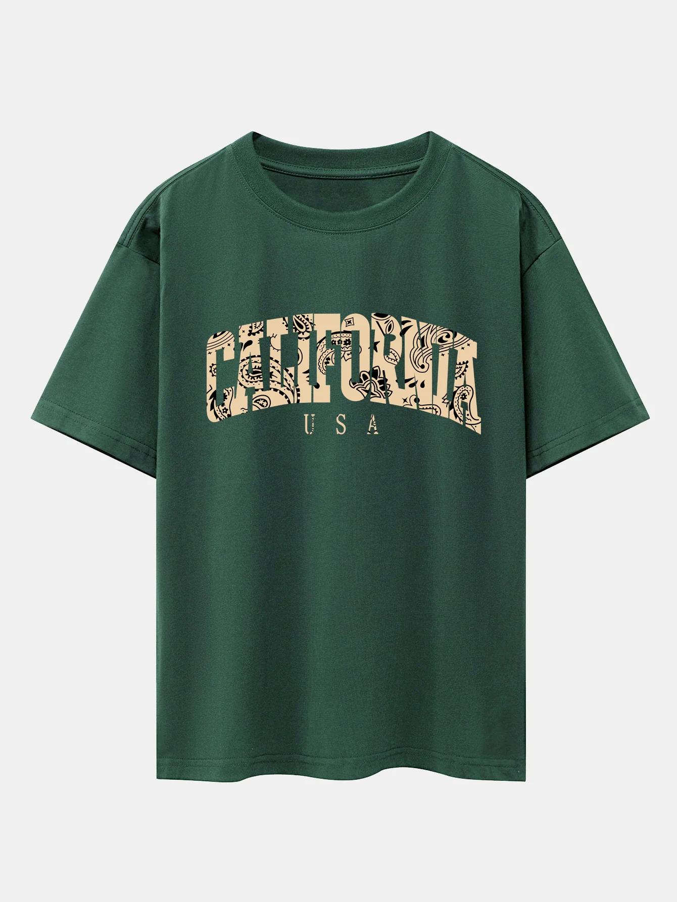 Paisley California Print Oversize T-Shirt mit überschnittenen Schultern - Image 7