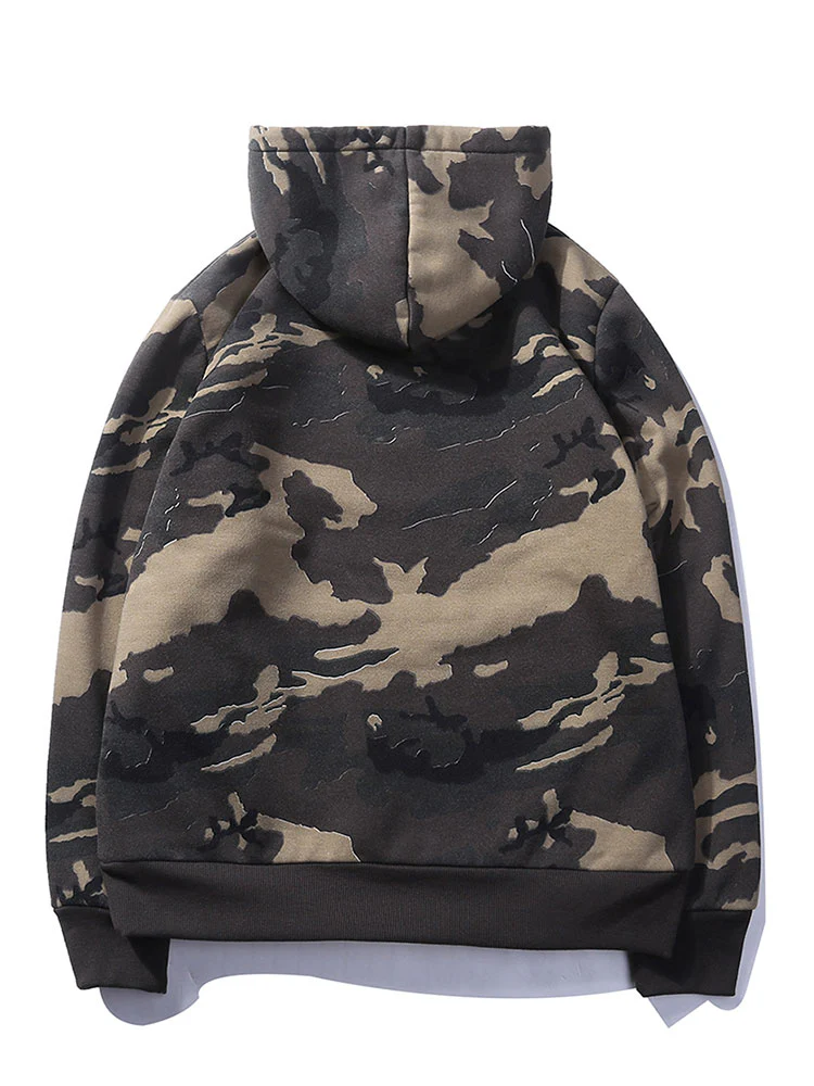 Camo-Print Kapuzenpullover mit Kordelzug - Image 3