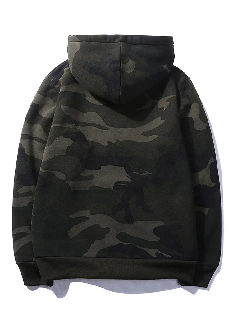 Camo-Print Kapuzenpullover mit Kordelzug - Image 4
