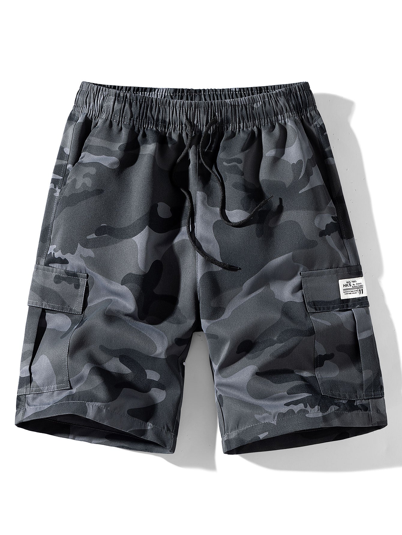 Camouflage Bärenprint Oversize T-Shirt mit überschnittenen Schultern & Kordelzug Cargo Shorts - Image 11