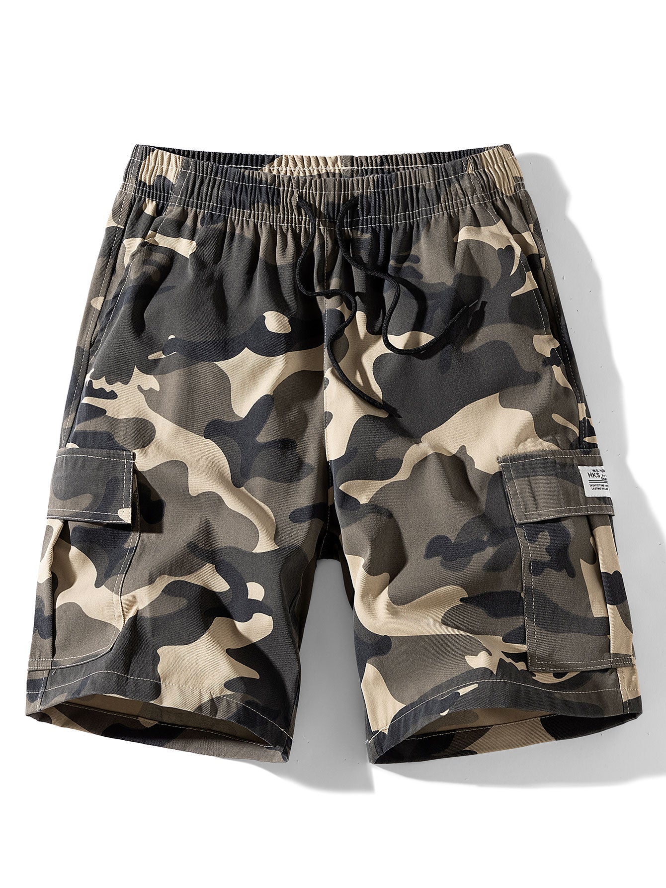 Camouflage Bärenprint Oversize T-Shirt mit überschnittenen Schultern & Kordelzug Cargo Shorts - Image 7