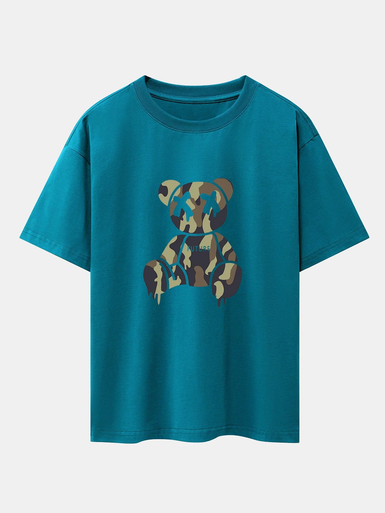 Tarnauflösender Bärenprint Drop Shoulder Oversize T-Shirt - Image 11