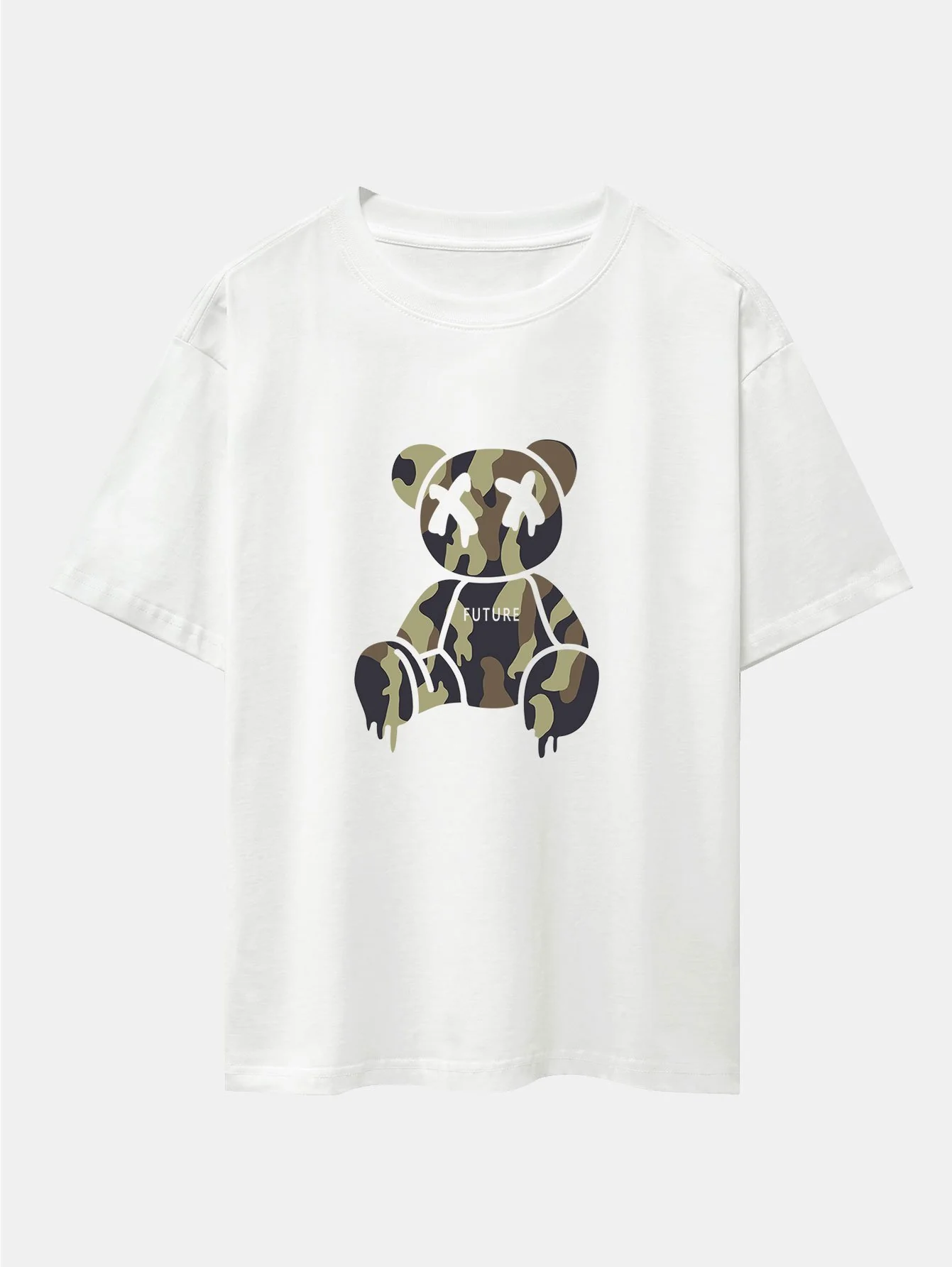 Tarnauflösender Bärenprint Drop Shoulder Oversize T-Shirt - Image 2