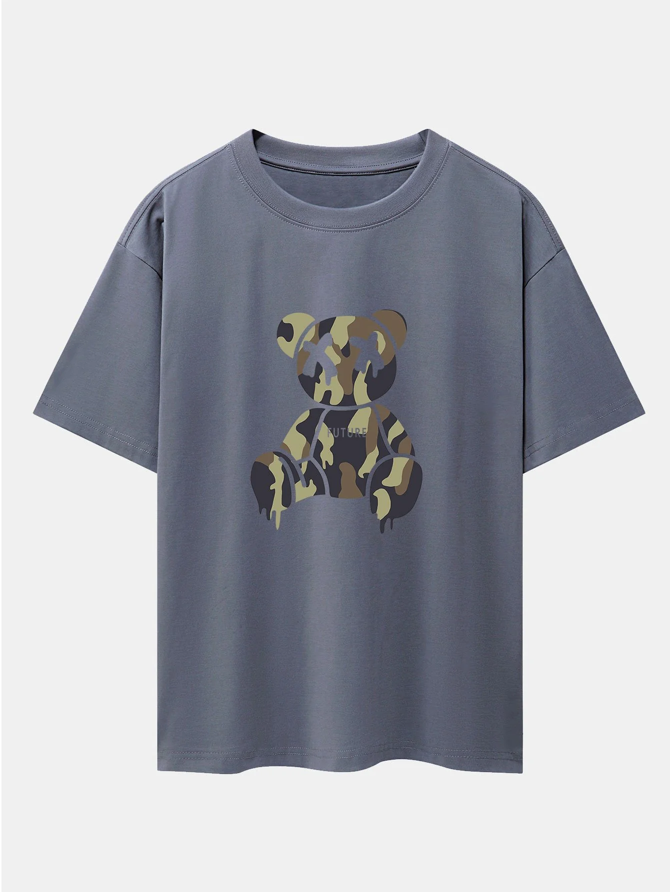 Tarnauflösender Bärenprint Drop Shoulder Oversize T-Shirt - Image 4