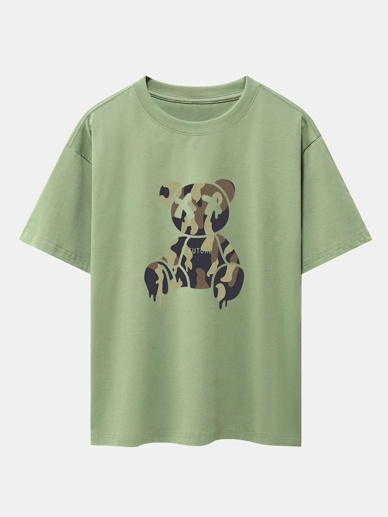 Tarnauflösender Bärenprint Drop Shoulder Oversize T-Shirt - Image 7