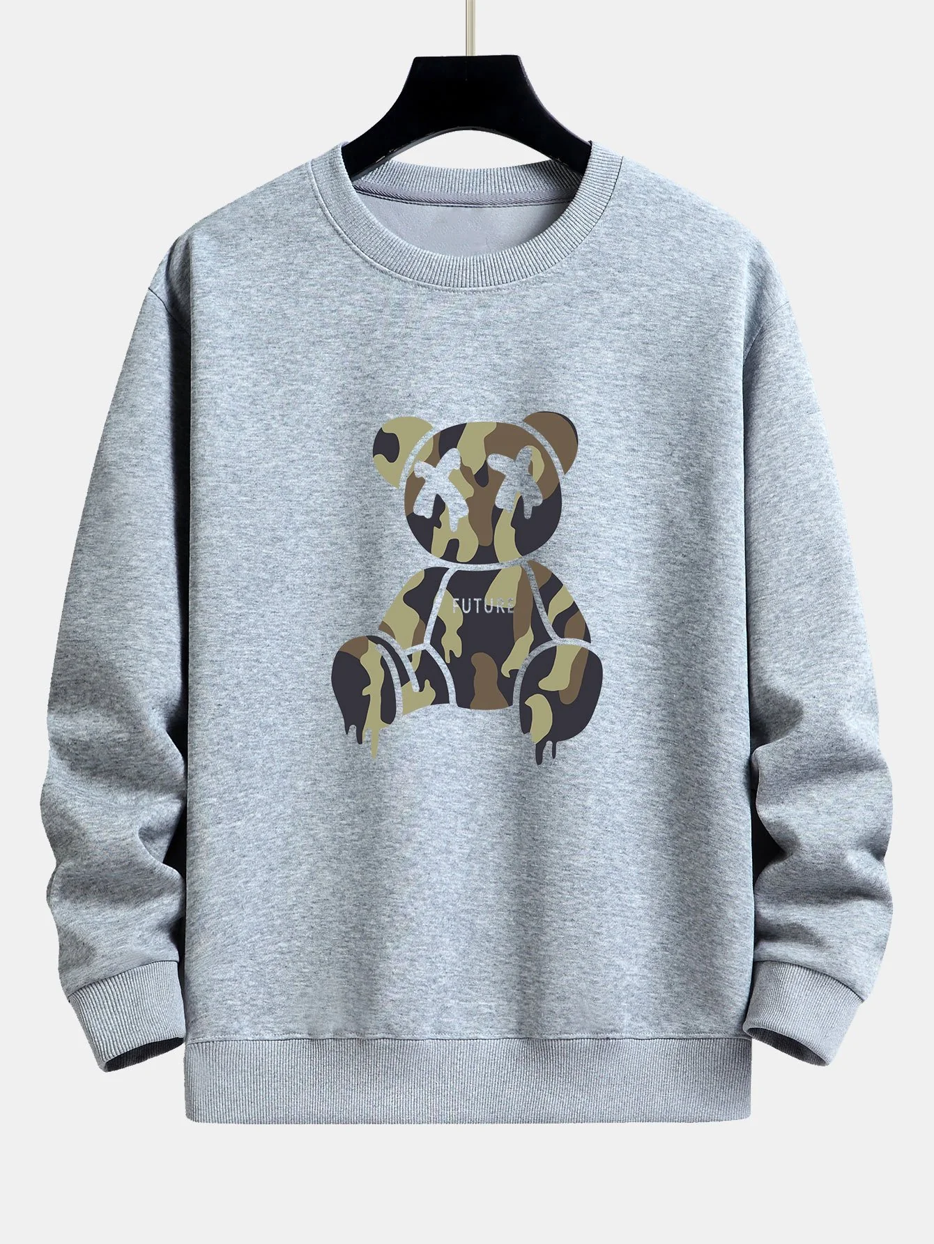 Tarnauflösender Bärenprint Relaxed Fit Sweatshirt - Image 4