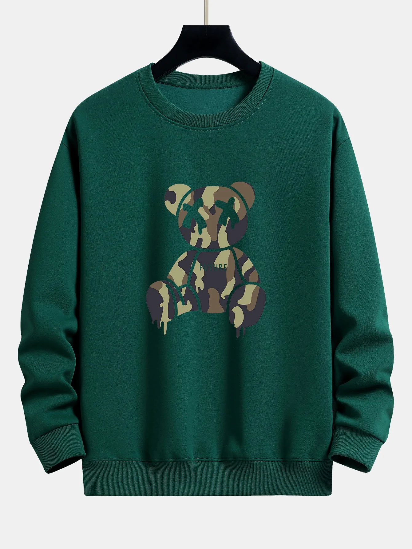 Tarnauflösender Bärenprint Relaxed Fit Sweatshirt - Image 8