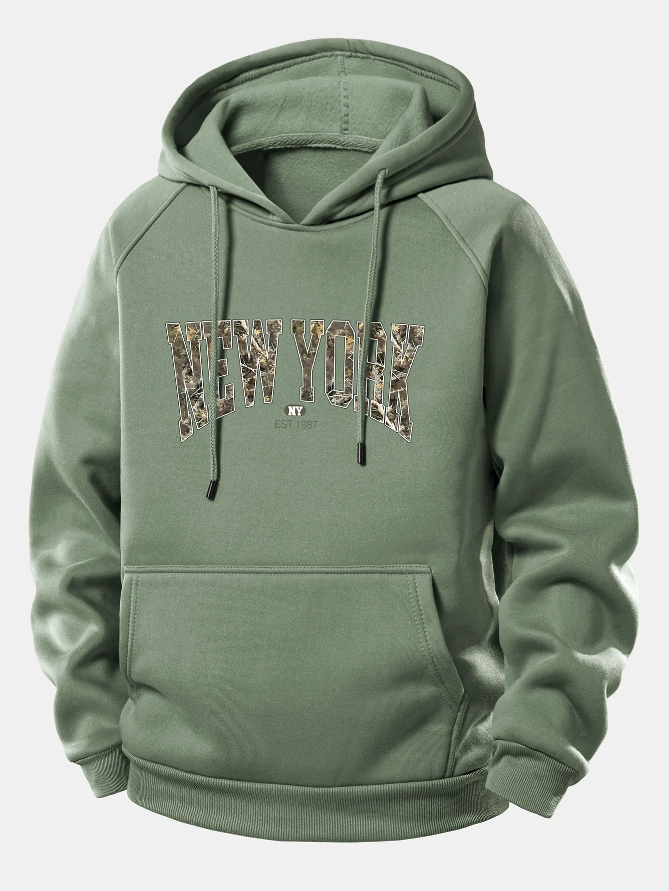 Camouflage New York Druck Kordelzug Kapuzenpullover - Image 5