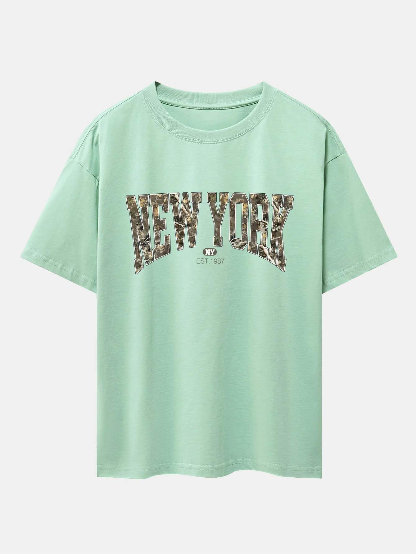 Camouflage New York Print Oversize T-Shirt mit überschnittenen Schultern - Image 12