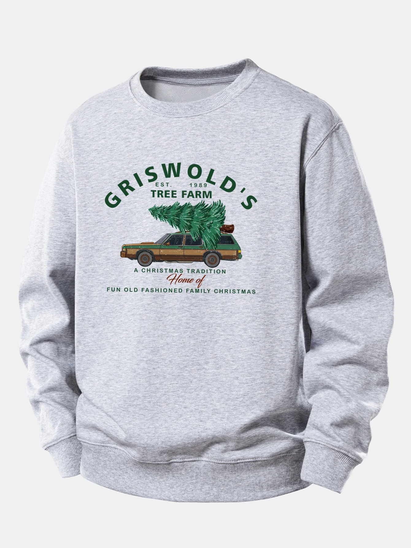 Car Christmas Tree Print Relax Fit Sweatshirt