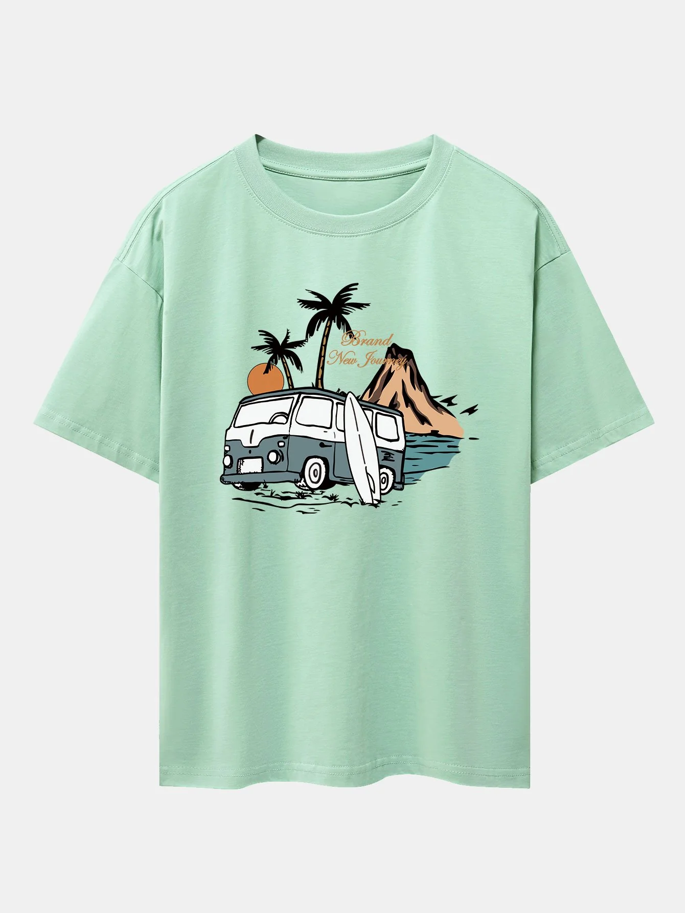 Car Island Print Drop Shoulder Oversize T-Shirt - Image 10