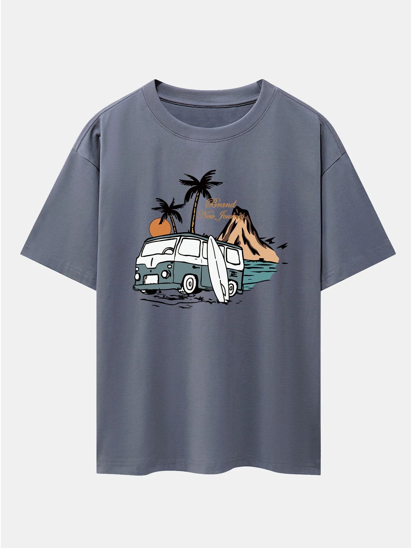 Car Island Print Drop Shoulder Oversize T-Shirt - Image 11
