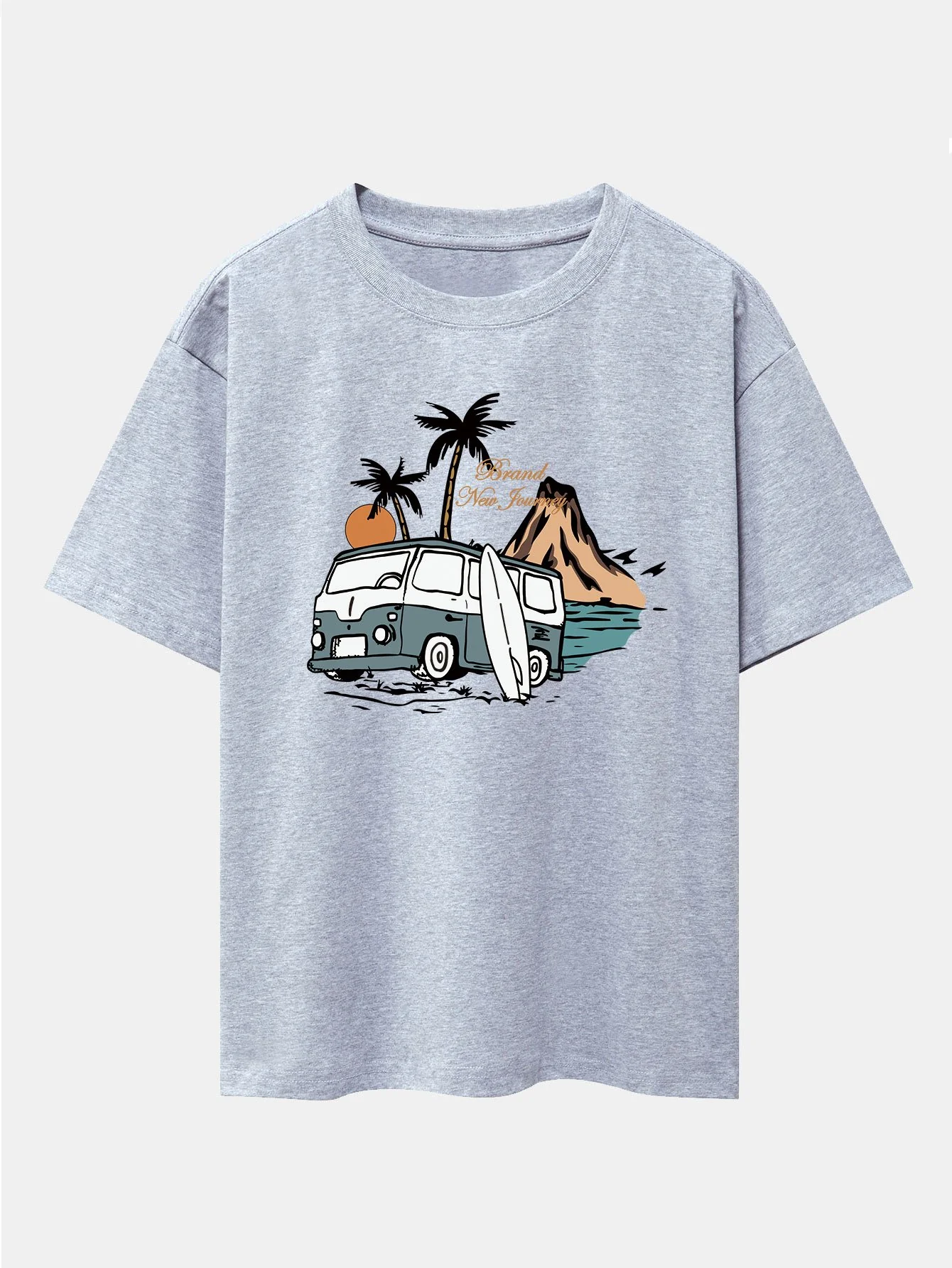 Car Island Print Drop Shoulder Oversize T-Shirt - Image 12